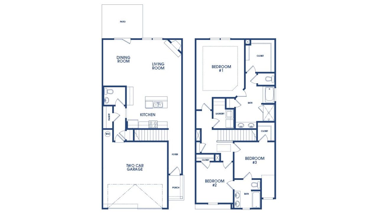 2D floor plan layout of this home in Laurel Park Townhomes, Hephzibah, GA (Image 2).