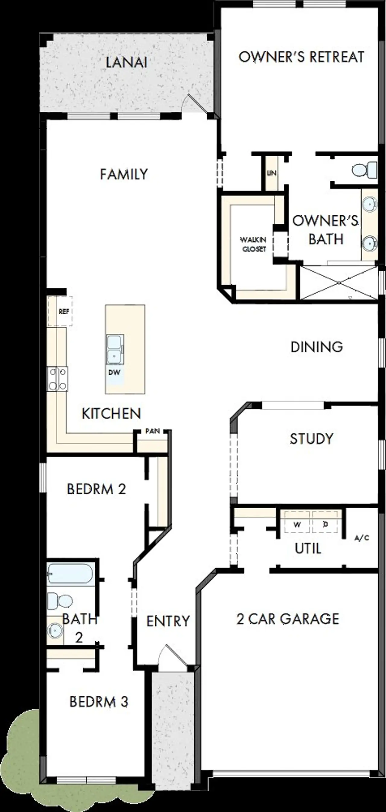 2D floor plan layout of this home in Waterset Tradition Series, Apollo Beach, FL (Image 2).