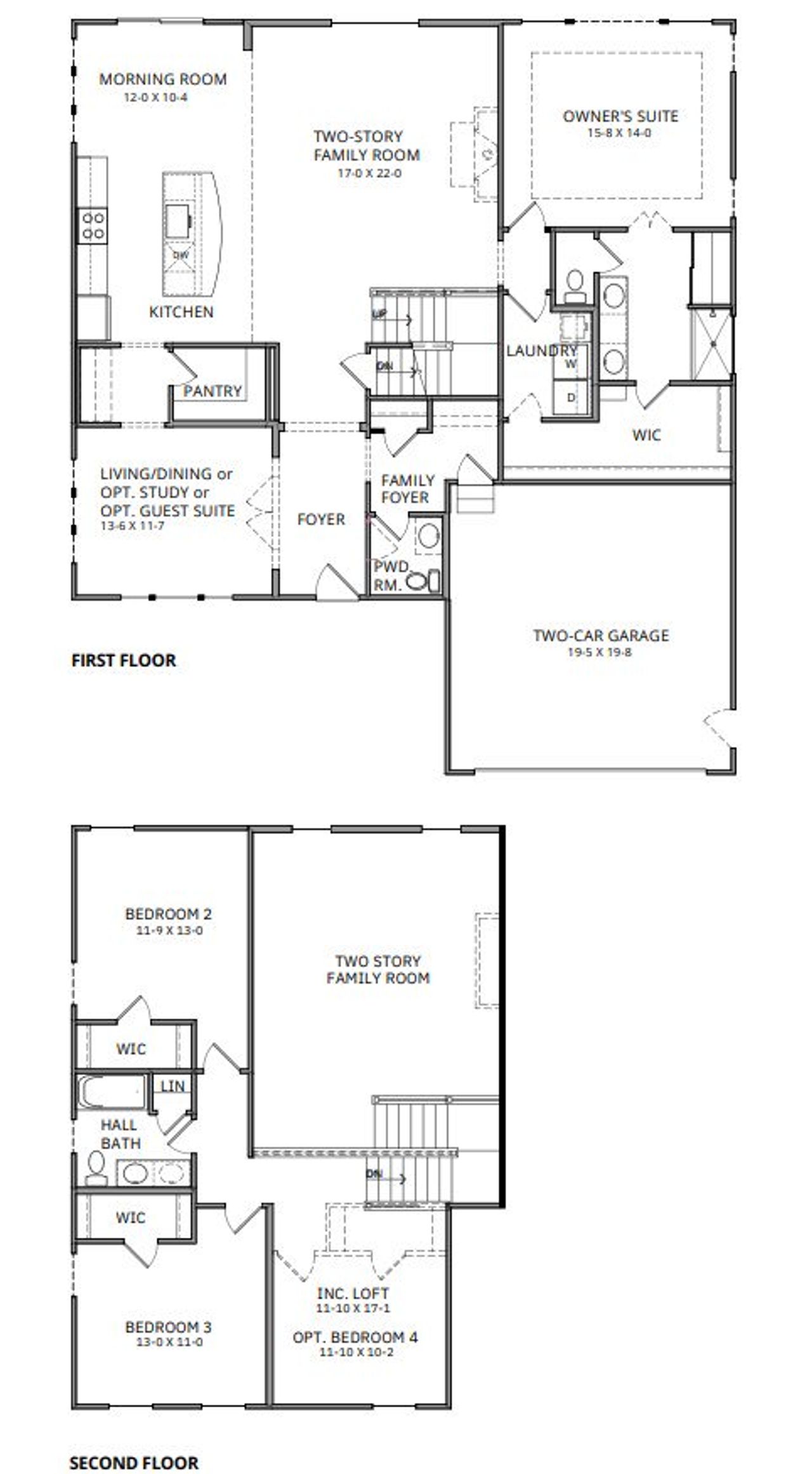 2D floor plan layout for the Charles by Fischer Homes in Lochmoor at Savannah Lakes, Douglasville, GA (Image 2).