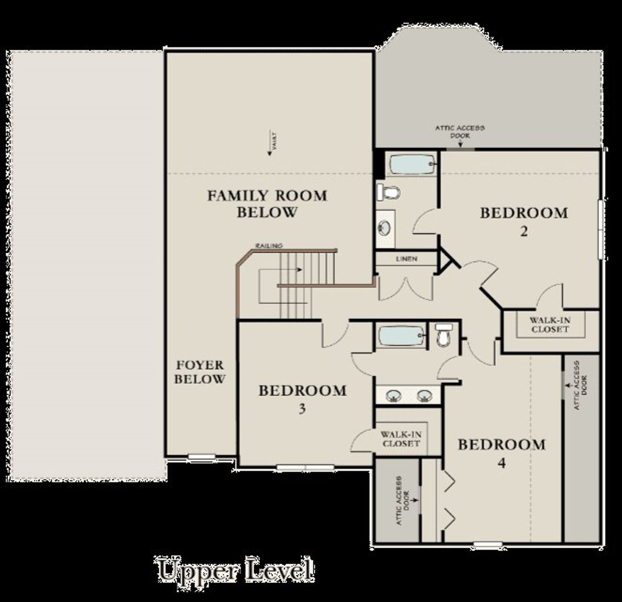 2D floor plan layout for the Lincoln by Dustin Shaw Homes in Durham Estates, Sharpsburg, GA (Image 2).