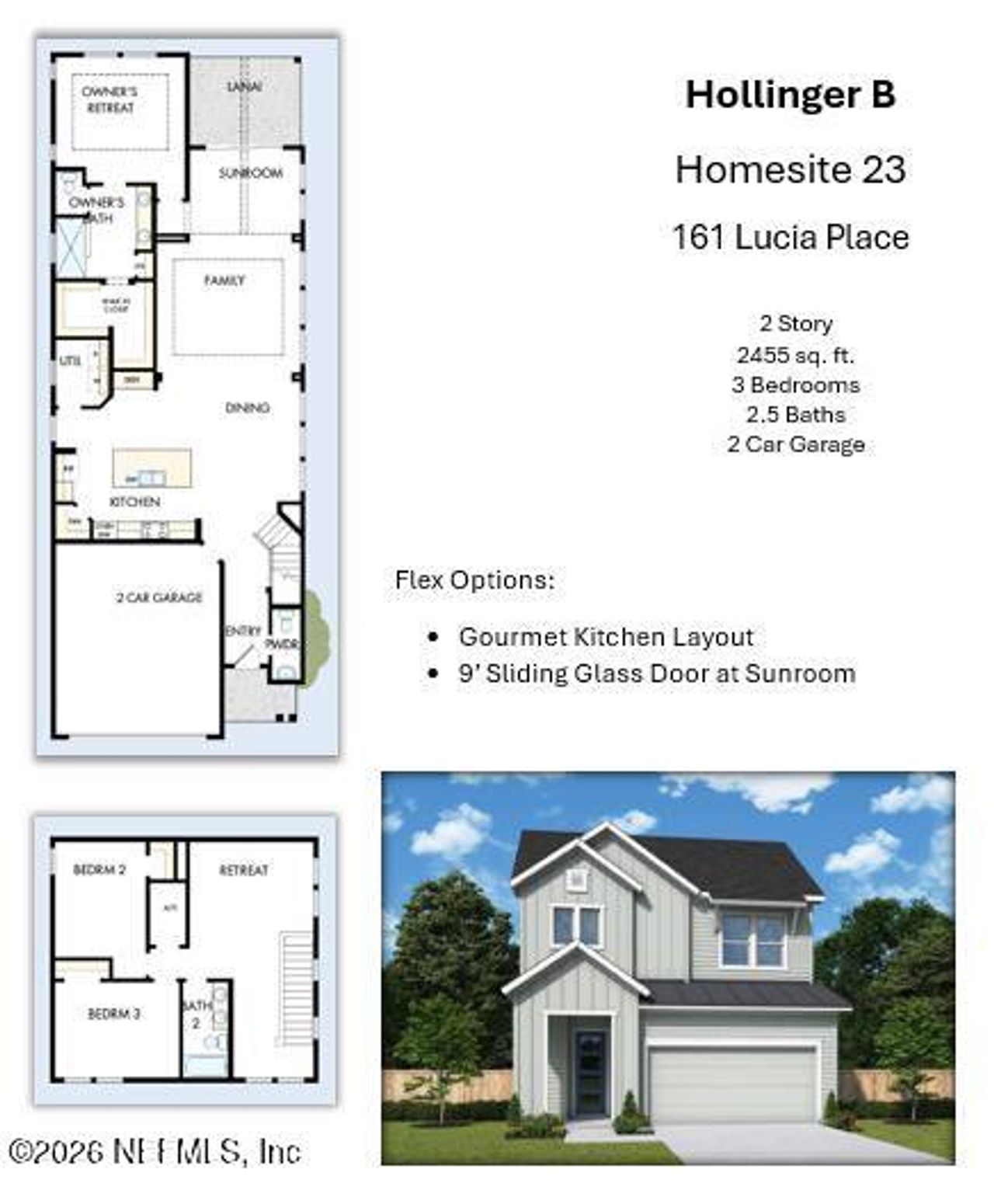 2D floor plan layout of this home in Evergreen Island at Silverleaf - Executive, St. Augustine, FL (Image 2).
