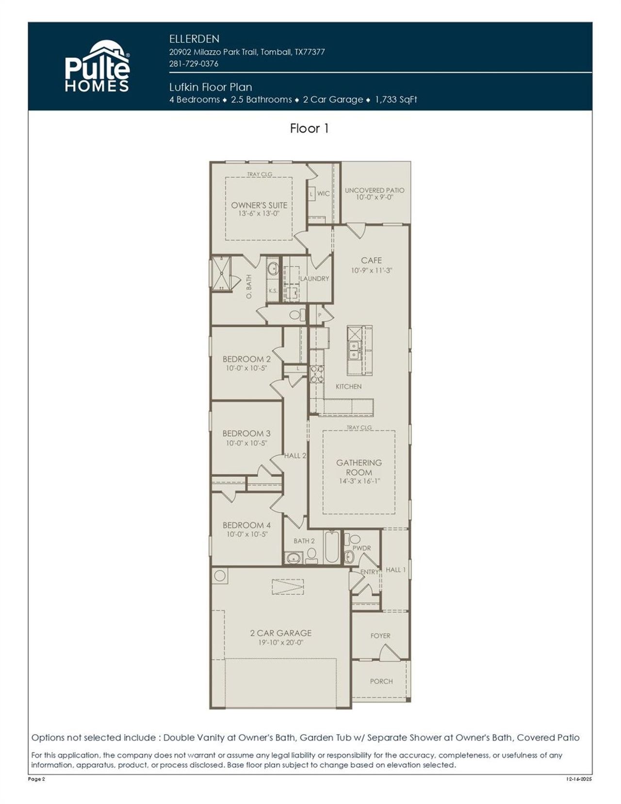 2D floor plan layout of this home in Ellerden, Tomball, TX (Image 2).