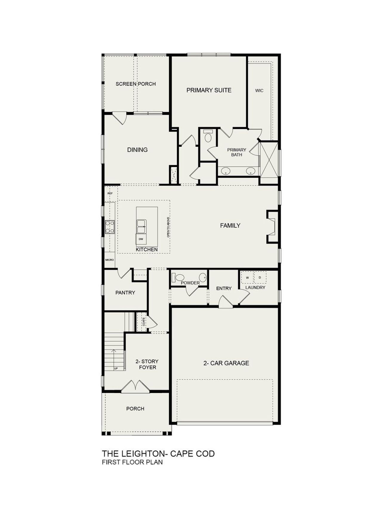 2D floor plan layout for the Leighton Cape Cod by Homes by Dickerson in Ponder, Wendell, NC (Image 2).