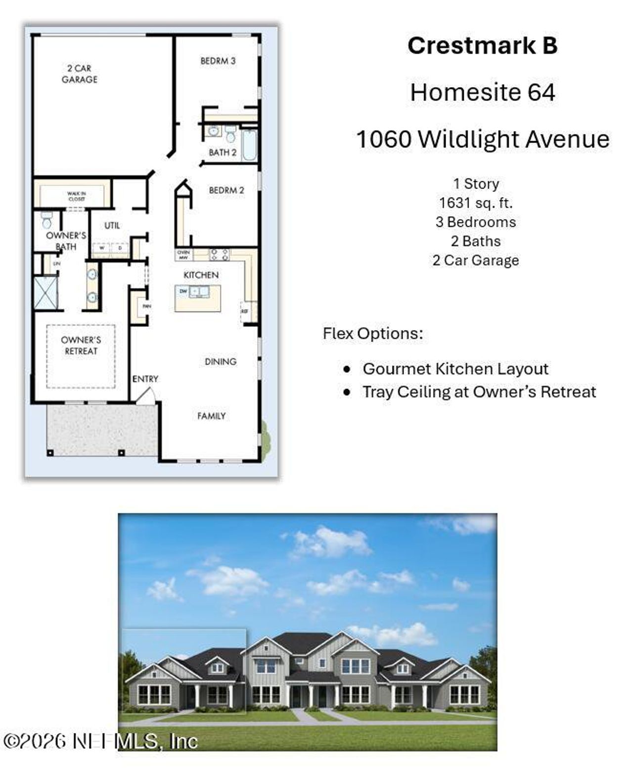 2D floor plan layout of this home in , Yulee, FL (Image 2).