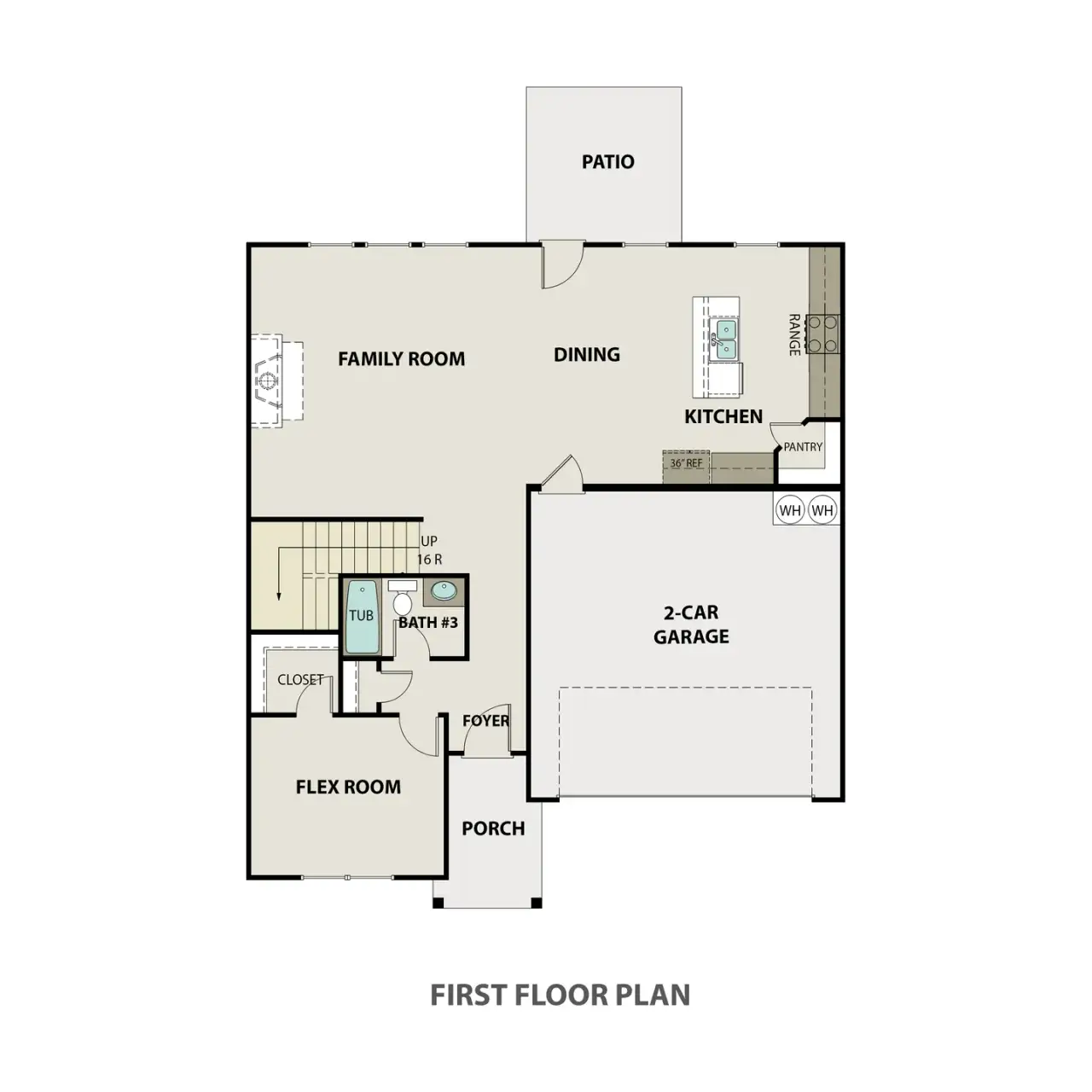 2D floor plan layout of this home in Tranquil South, Hinesville, GA (Image 2).