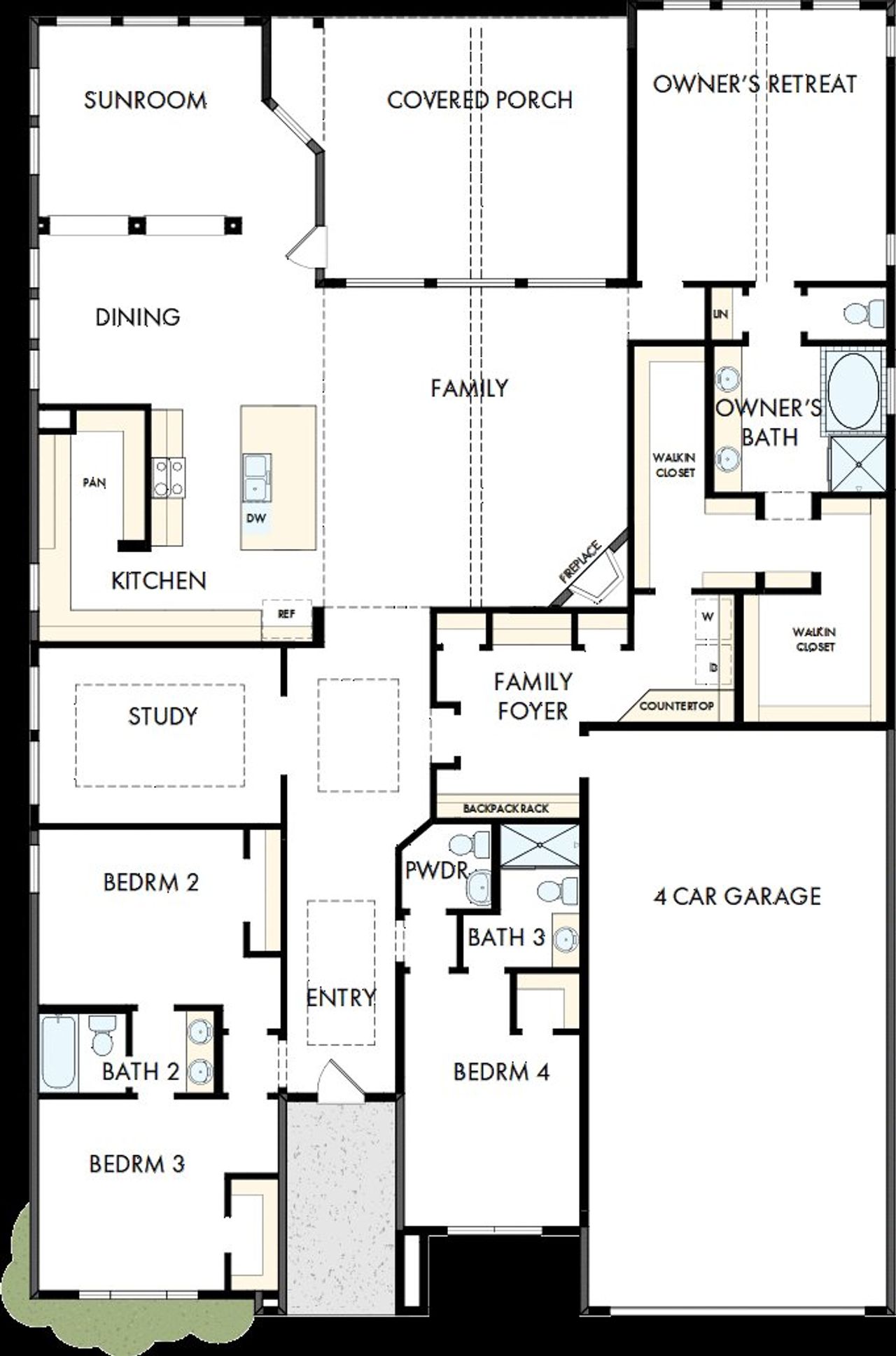 2D floor plan layout of this home in COLTON 65' Homesites, Todd Mission, TX (Image 2).