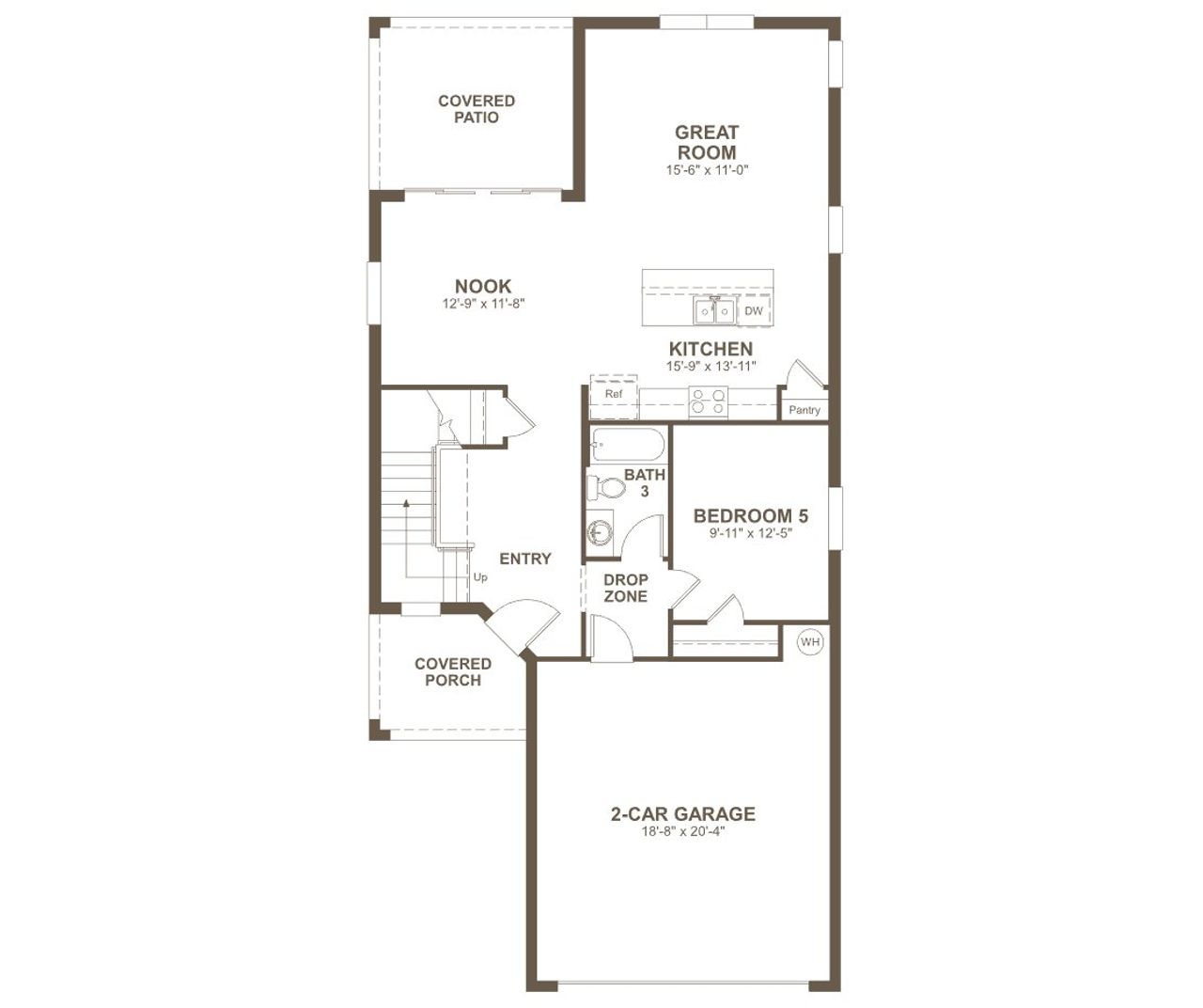 2D floor plan layout for the Palm by Richmond American Homes in Estates at Rivers Edge, Parrish, FL (Image 2).