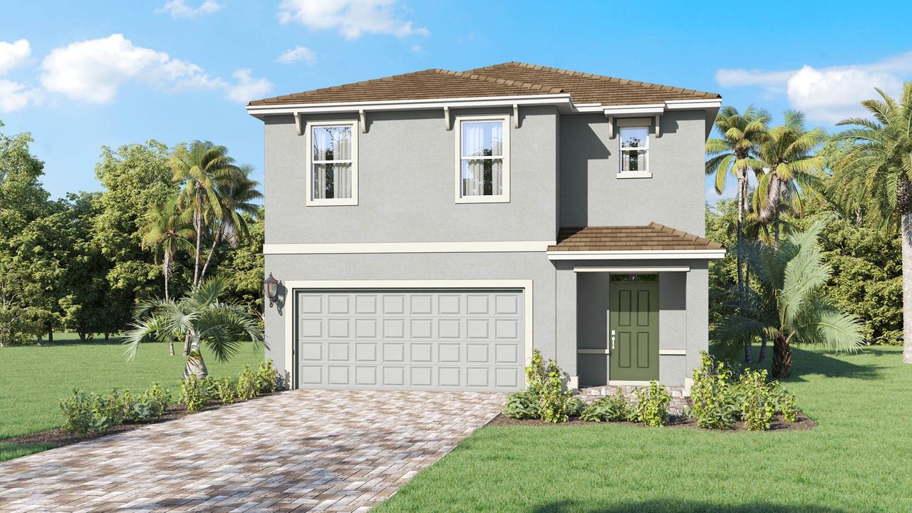 Representative exterior photo of a completed home built from the Robie by D.R. Horton in Venetian Grove, Vero Beach, FL (Image 2).