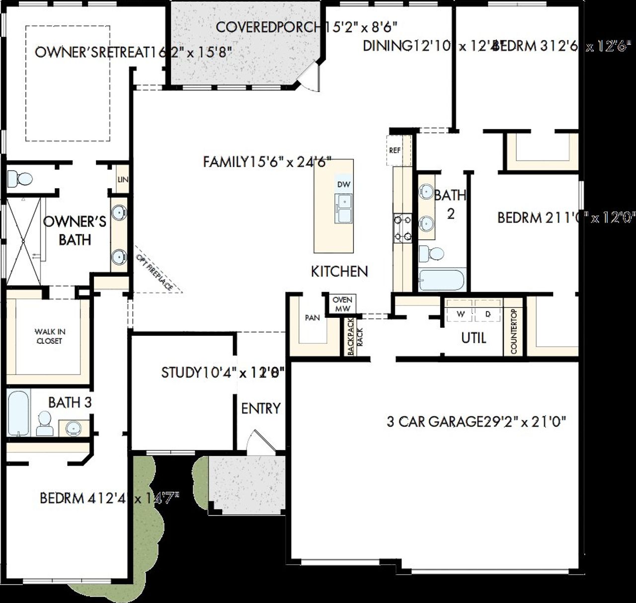2D floor plan layout of this home in Monterra - Classics, Fate, TX (Image 2).