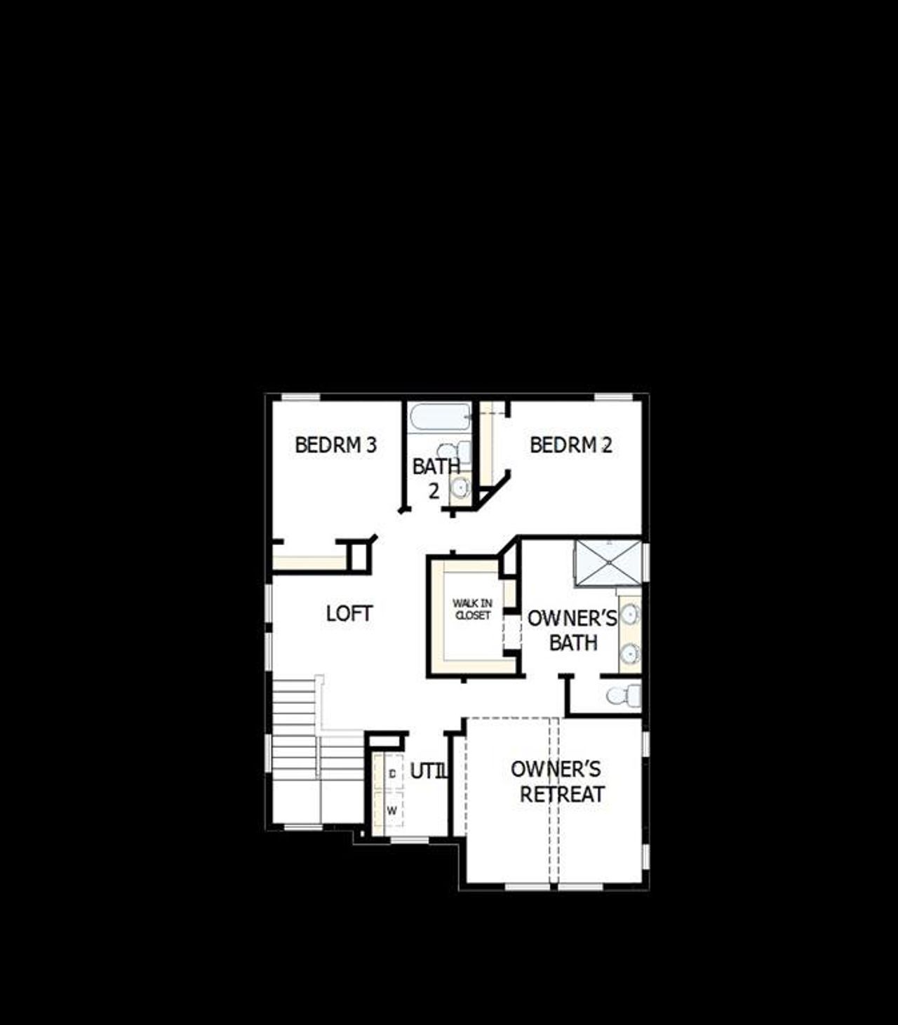 2D floor plan layout of this home in Painted Tree Woodland West – Village, McKinney, TX (Image 2).