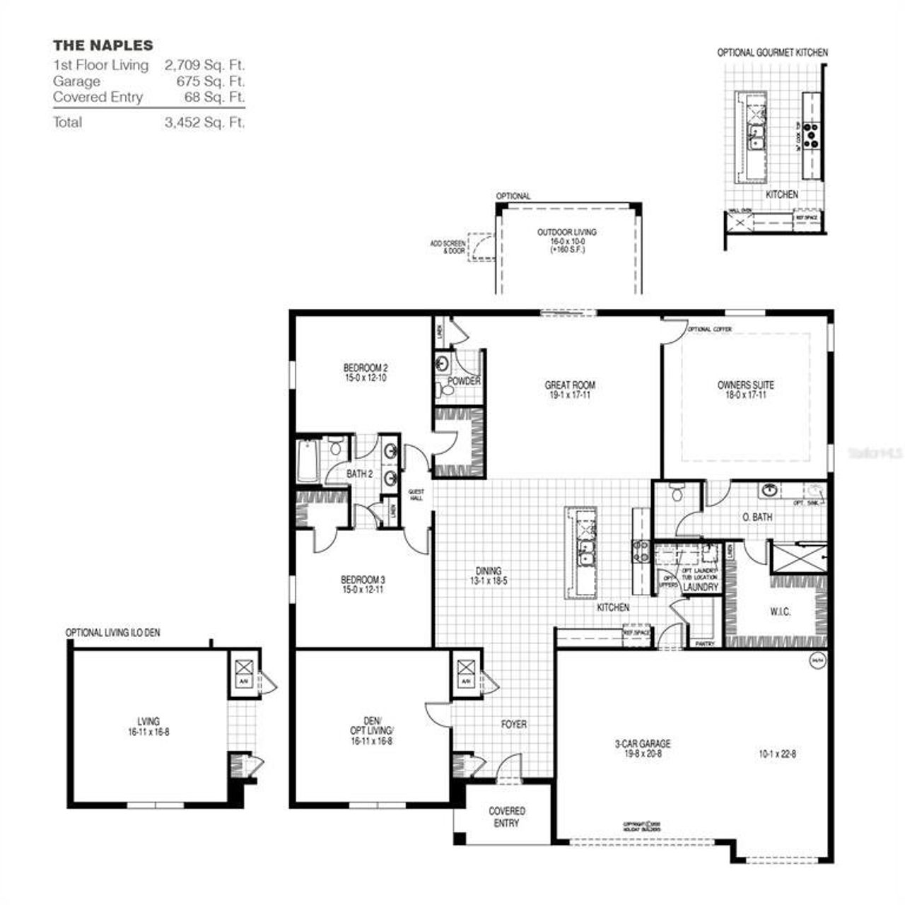2D floor plan layout of this home in Pine Ridge, Beverly Hills, FL (Image 2).