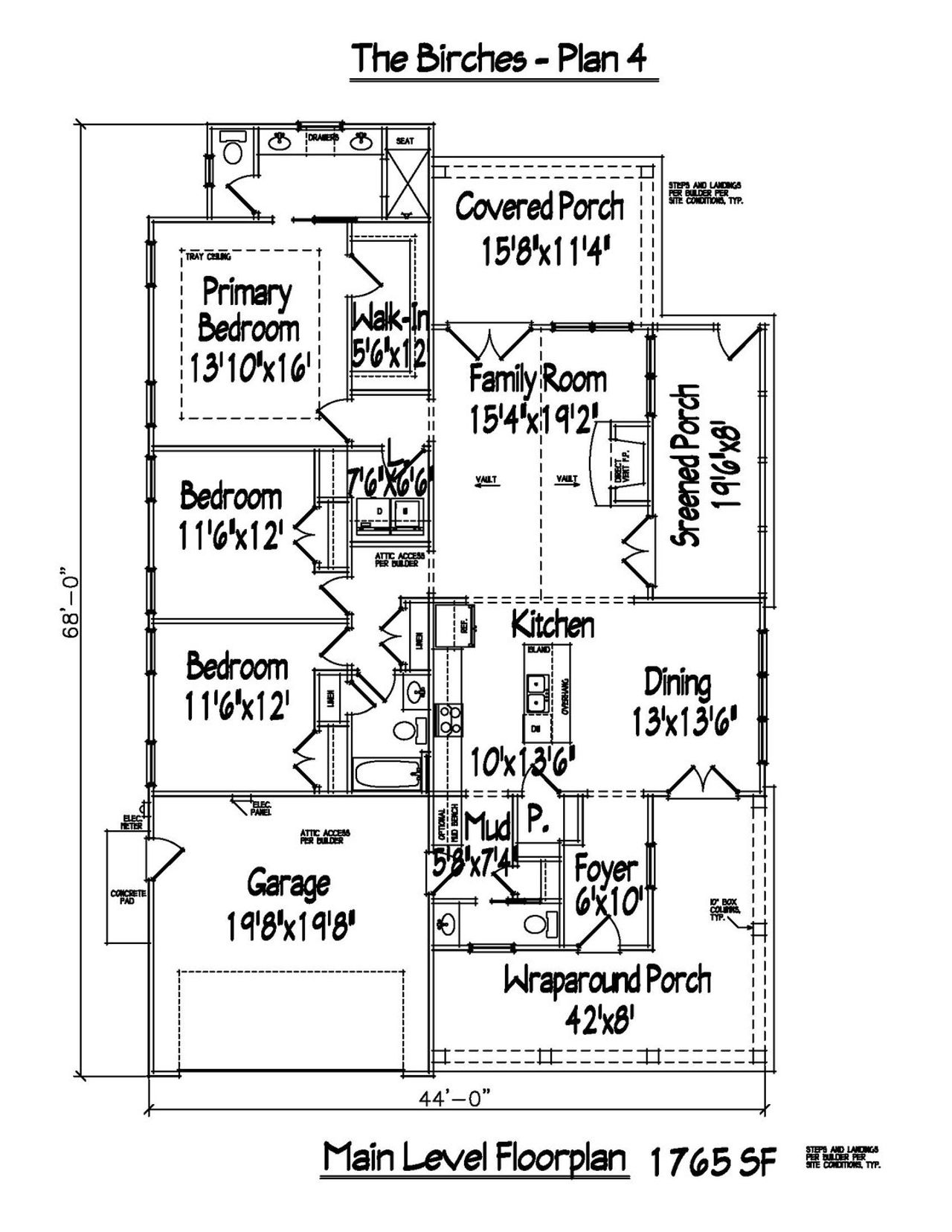 2D floor plan layout for the The Cedar by RaLin in The Birches on Maple, Carrollton, GA (Image 2).