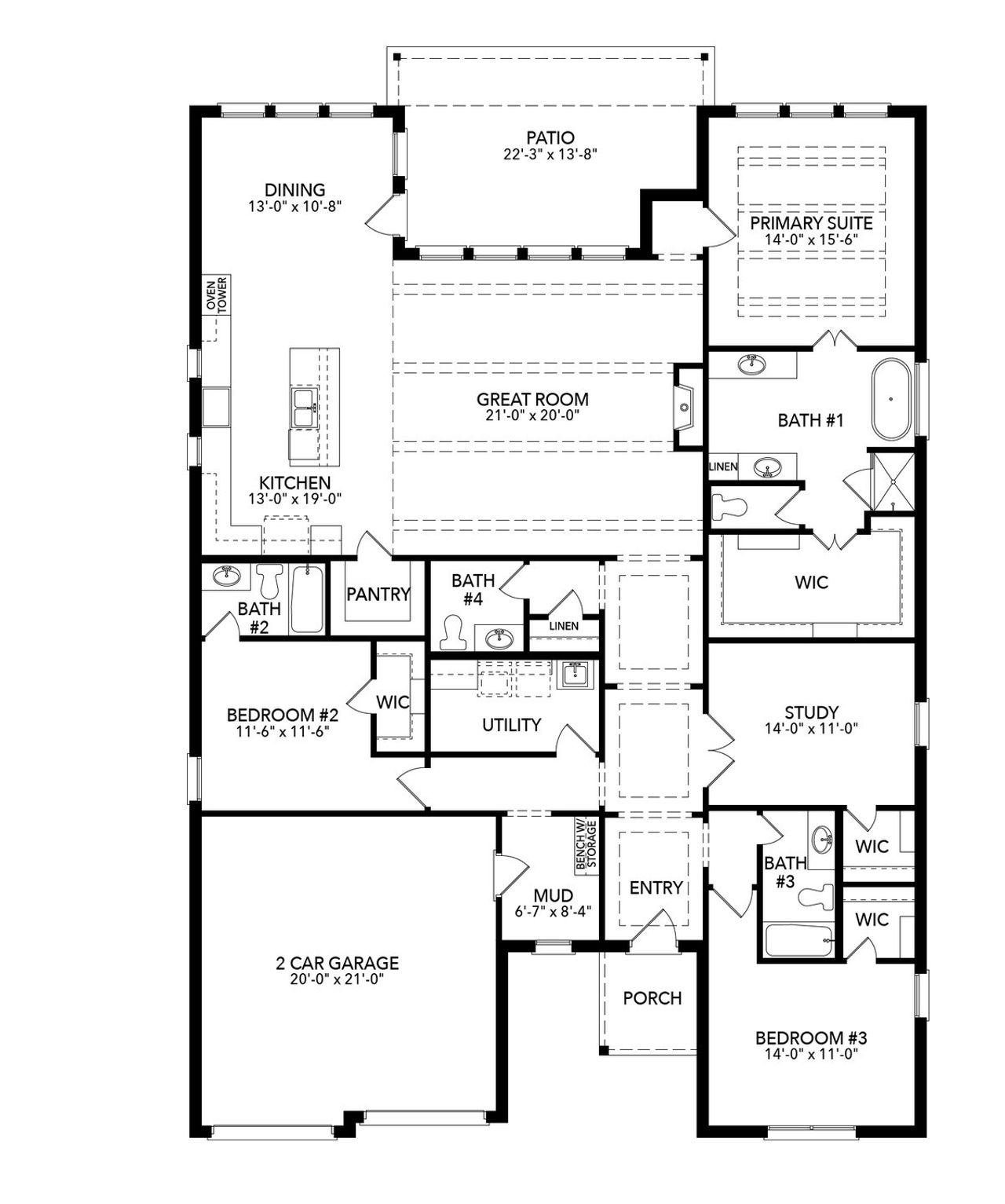 2D floor plan layout of this home in Timberbrook, Justin, TX (Image 2).
