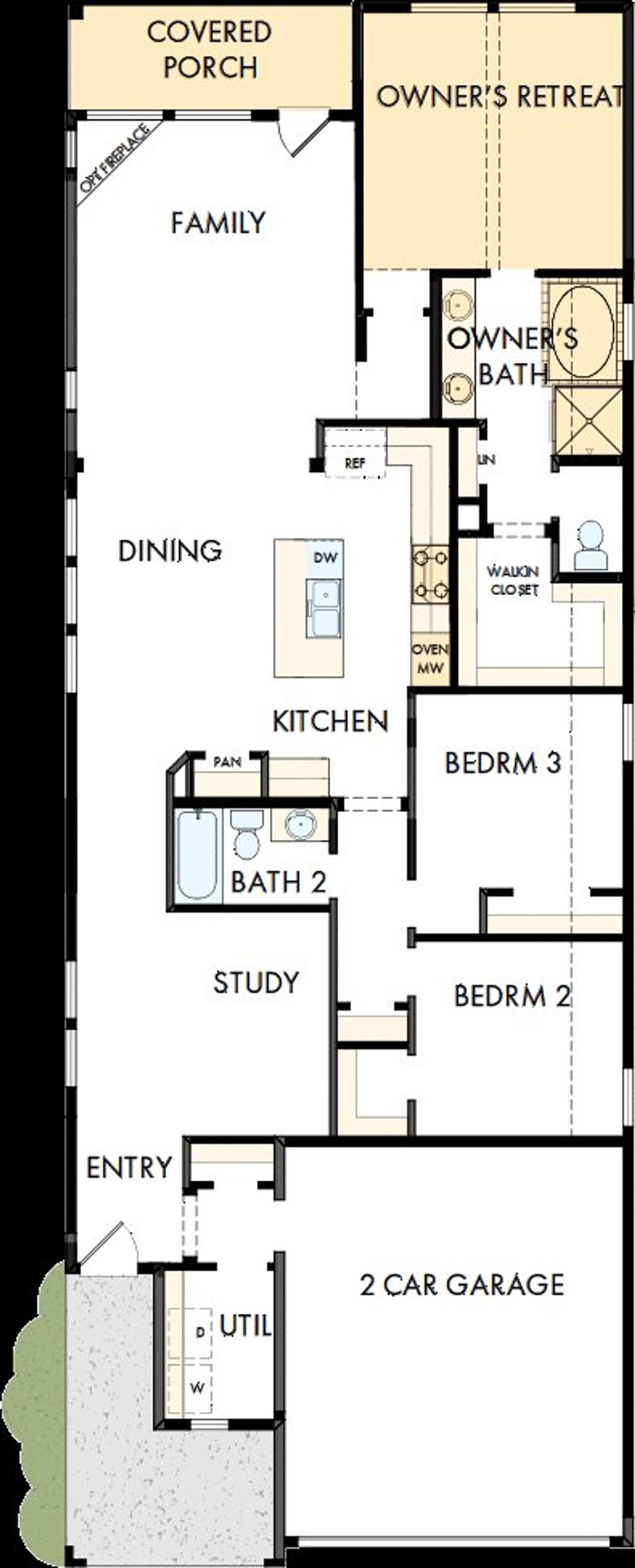 2D floor plan layout of this home in Solterra - Garden Series, Mesquite, TX (Image 2). 2D floor plan layout of this home in Solterra - Garden Series, Mesquite, TX (Image 2).