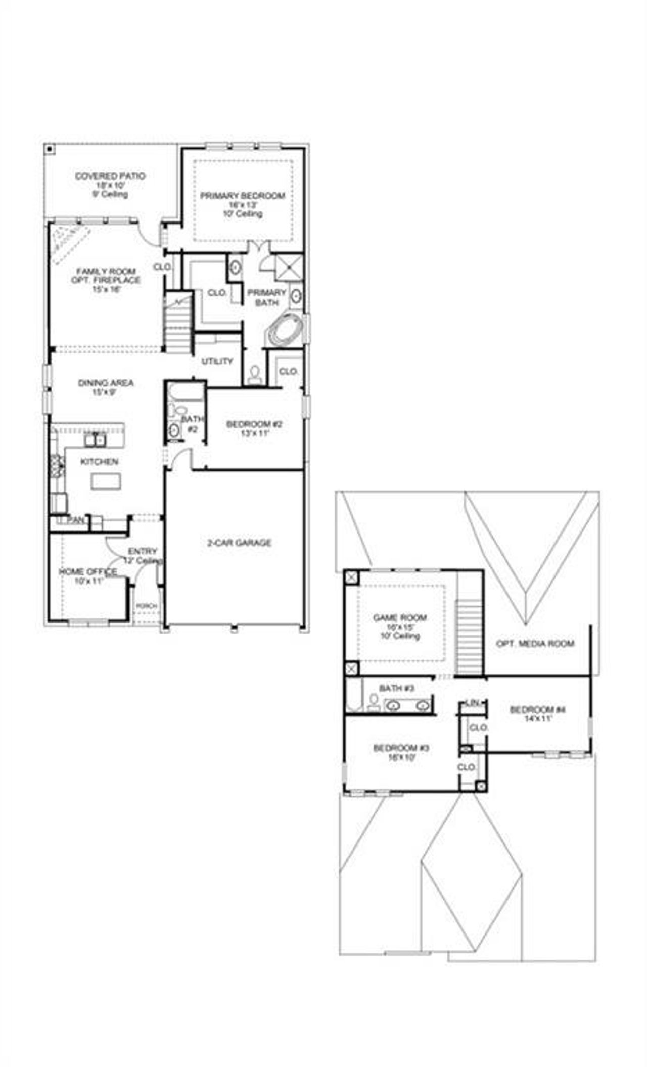 2D floor plan layout of this home in Avondale 45', Fate, TX (Image 2). 2D floor plan layout of this home in Avondale 45', Fate, TX (Image 2).