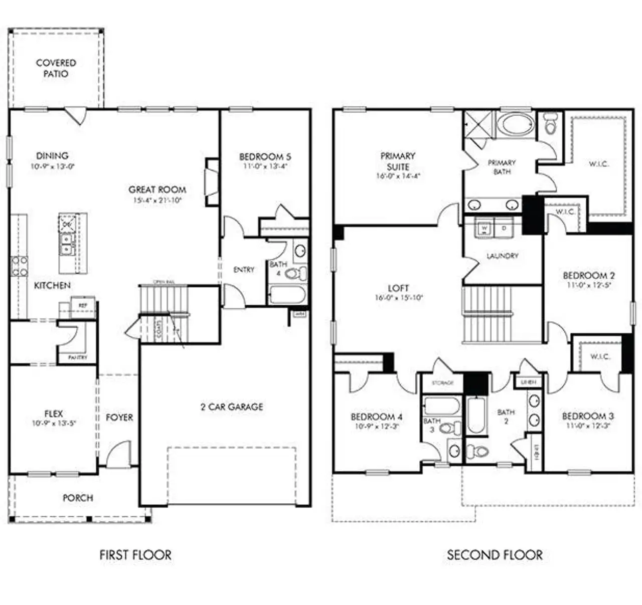2D floor plan layout of this home in Parkside at Grayson, Grayson, GA (Image 2).