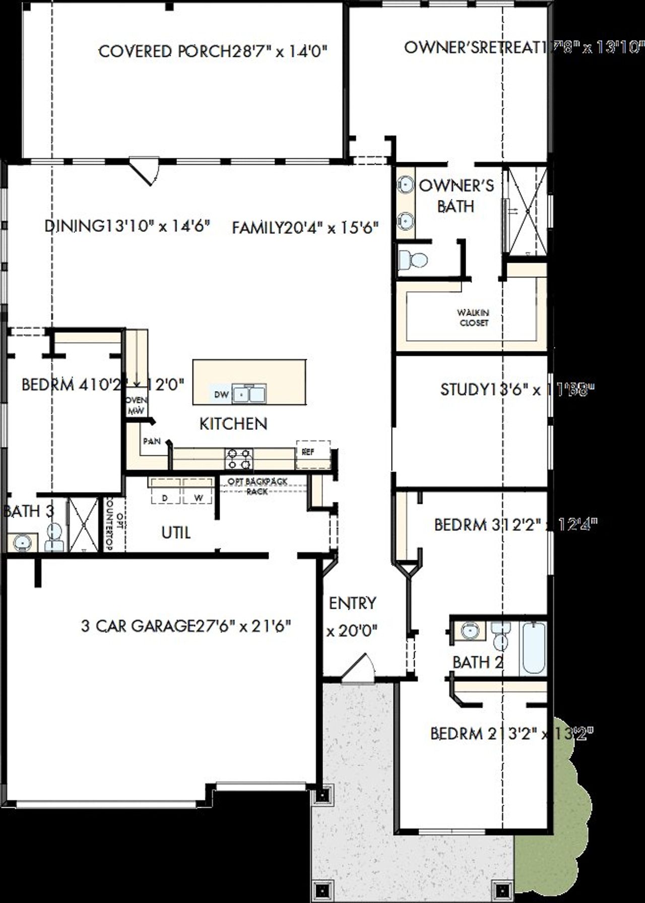 2D floor plan layout of this home in Meyer Ranch – Legacy Series, New Braunfels, TX (Image 2).