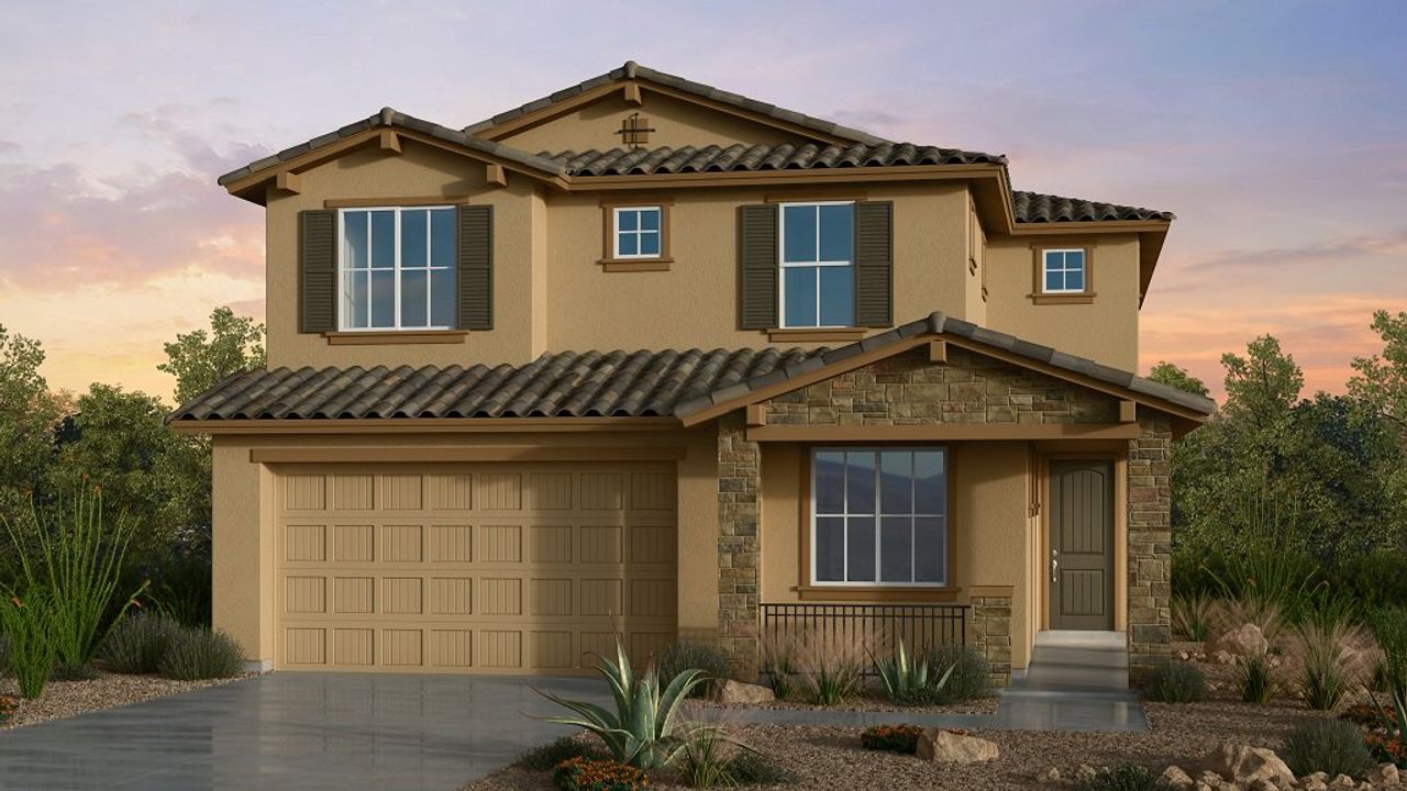 Representative exterior photo of a completed home built from the Wedgewood by Taylor Morrison in Hawes Crossing Discovery Collection, Mesa, AZ (Image 2).