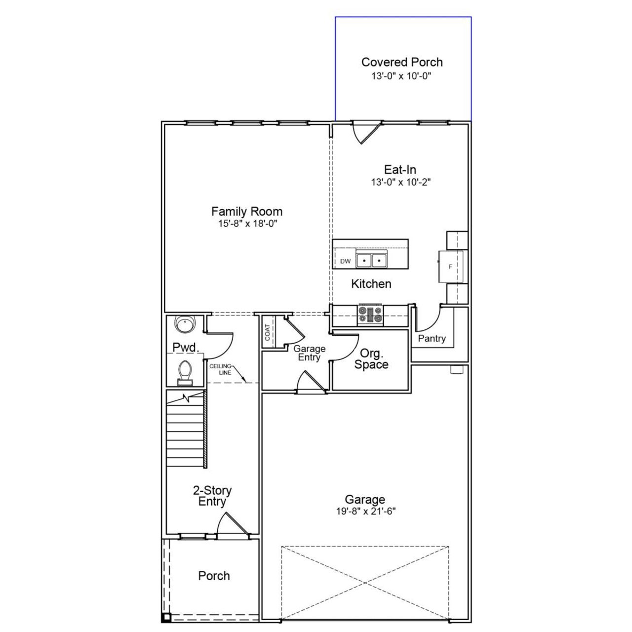 2D floor plan layout of this home in Renaissance at White Oak, Garner, NC (Image 2).