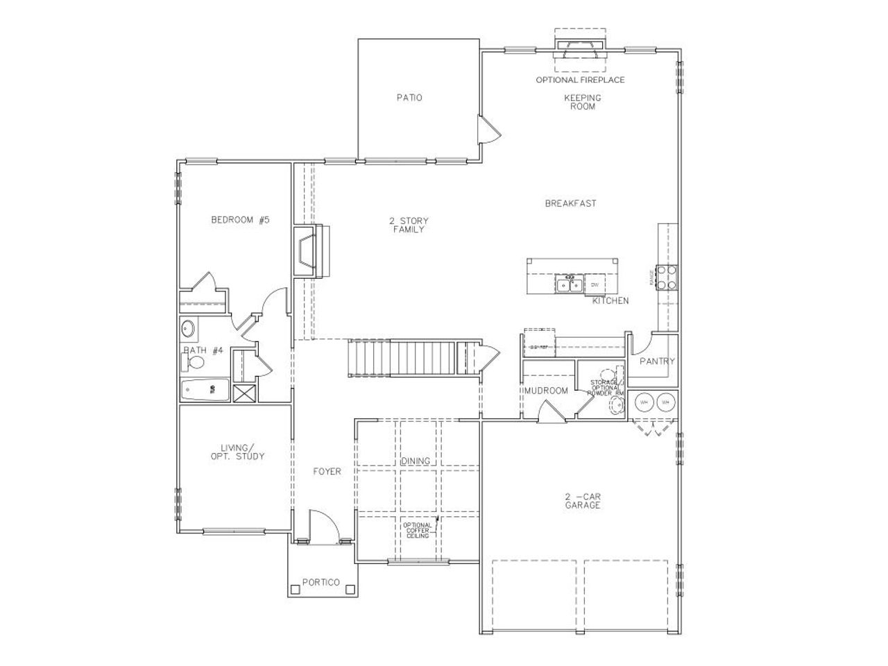 2D floor plan layout for the The Brookdale by Stephen Elliott Homes in Ruby Creek Estates, Atlanta, GA (Image 2).