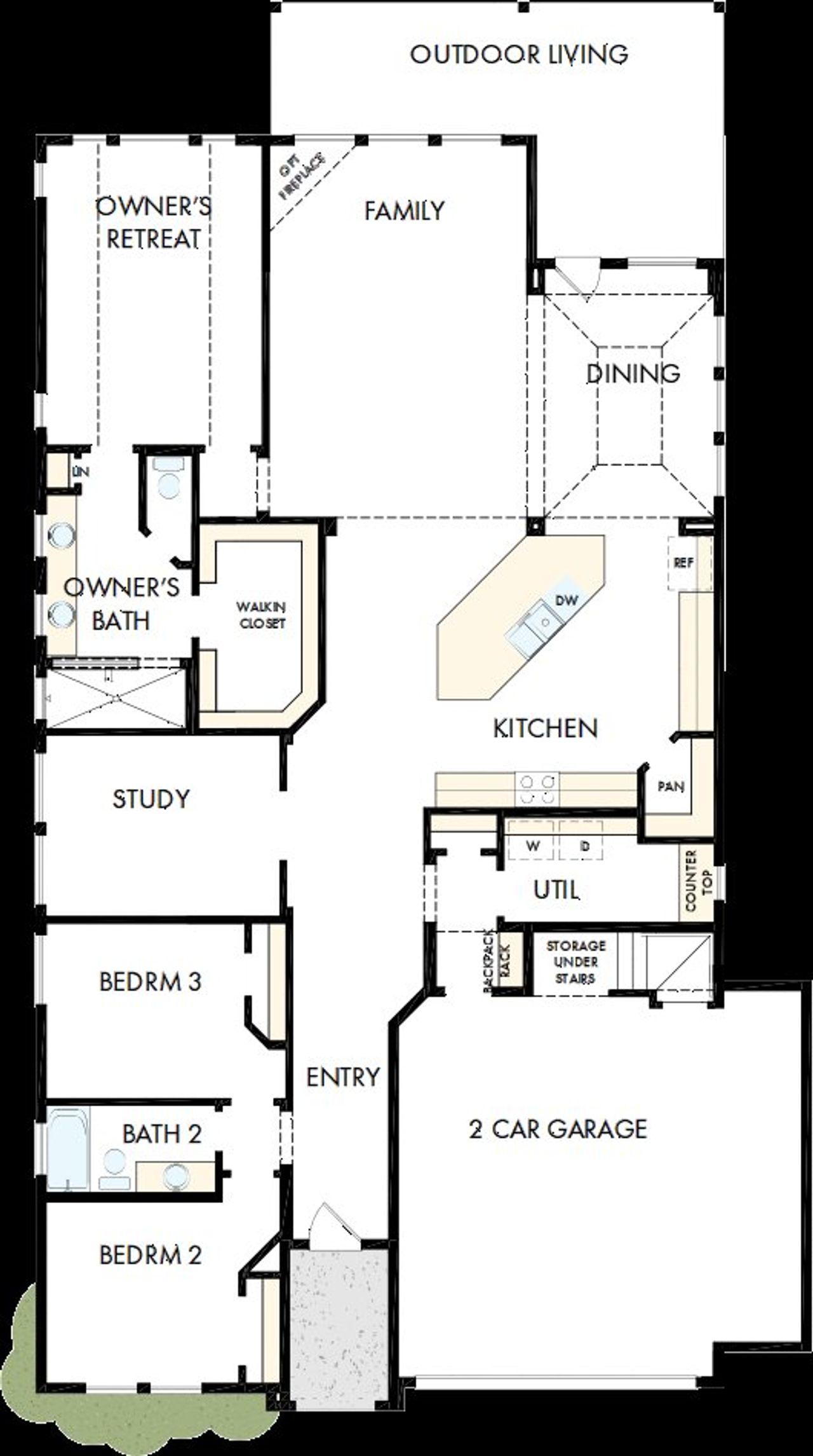 2D floor plan layout of this home in Grand Central Park - Ascent Collection, Conroe, TX (Image 2).
