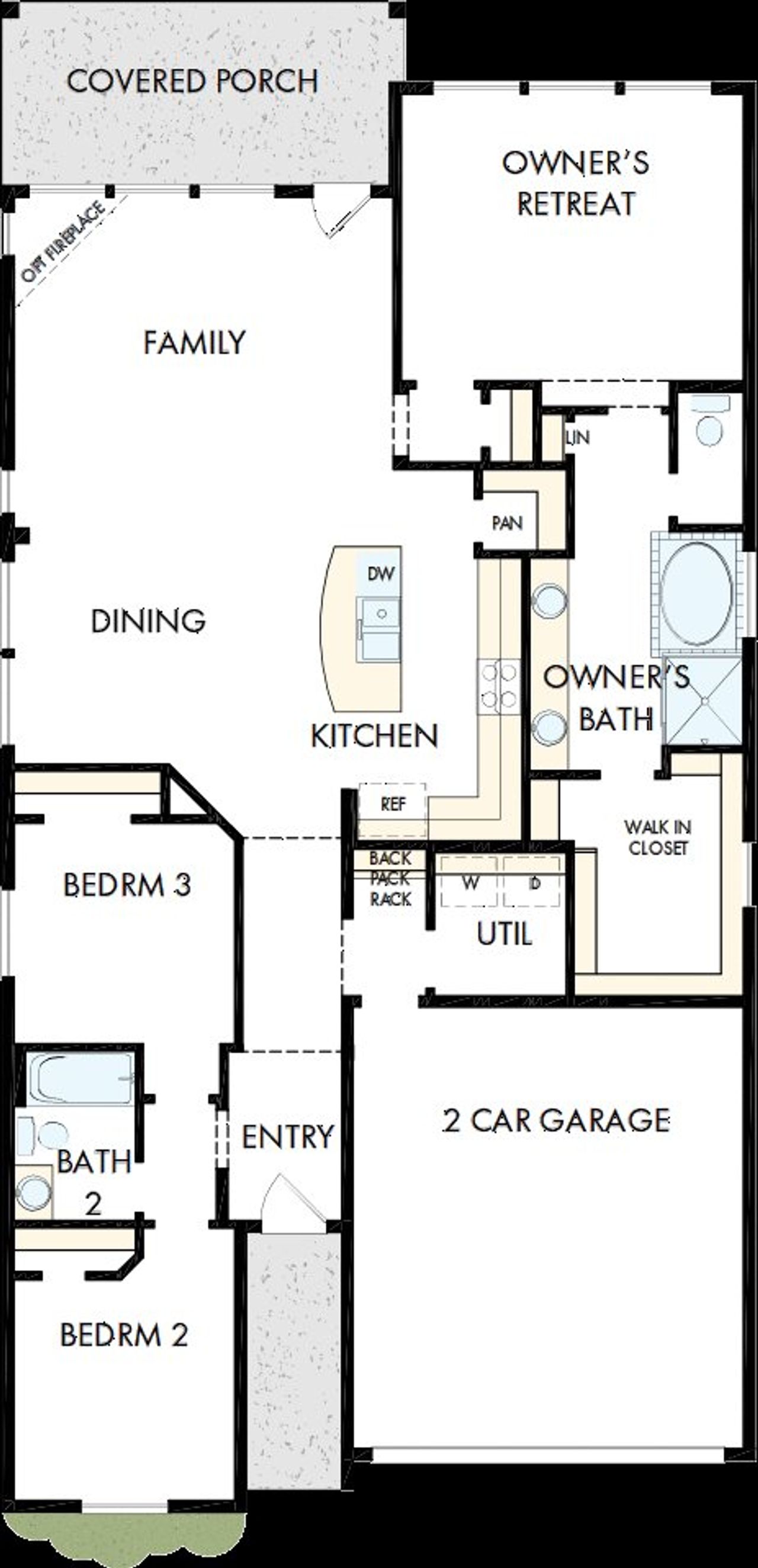 2D floor plan layout of this home in Harvest Green 45', Richmond, TX (Image 2).
