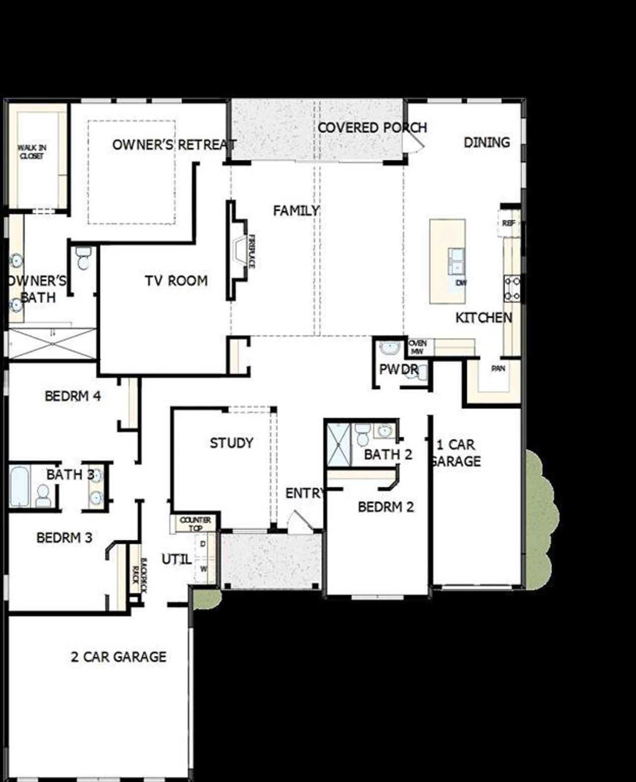 2D floor plan layout of this home in Terraces – Estates, Rockwall, TX (Image 2).