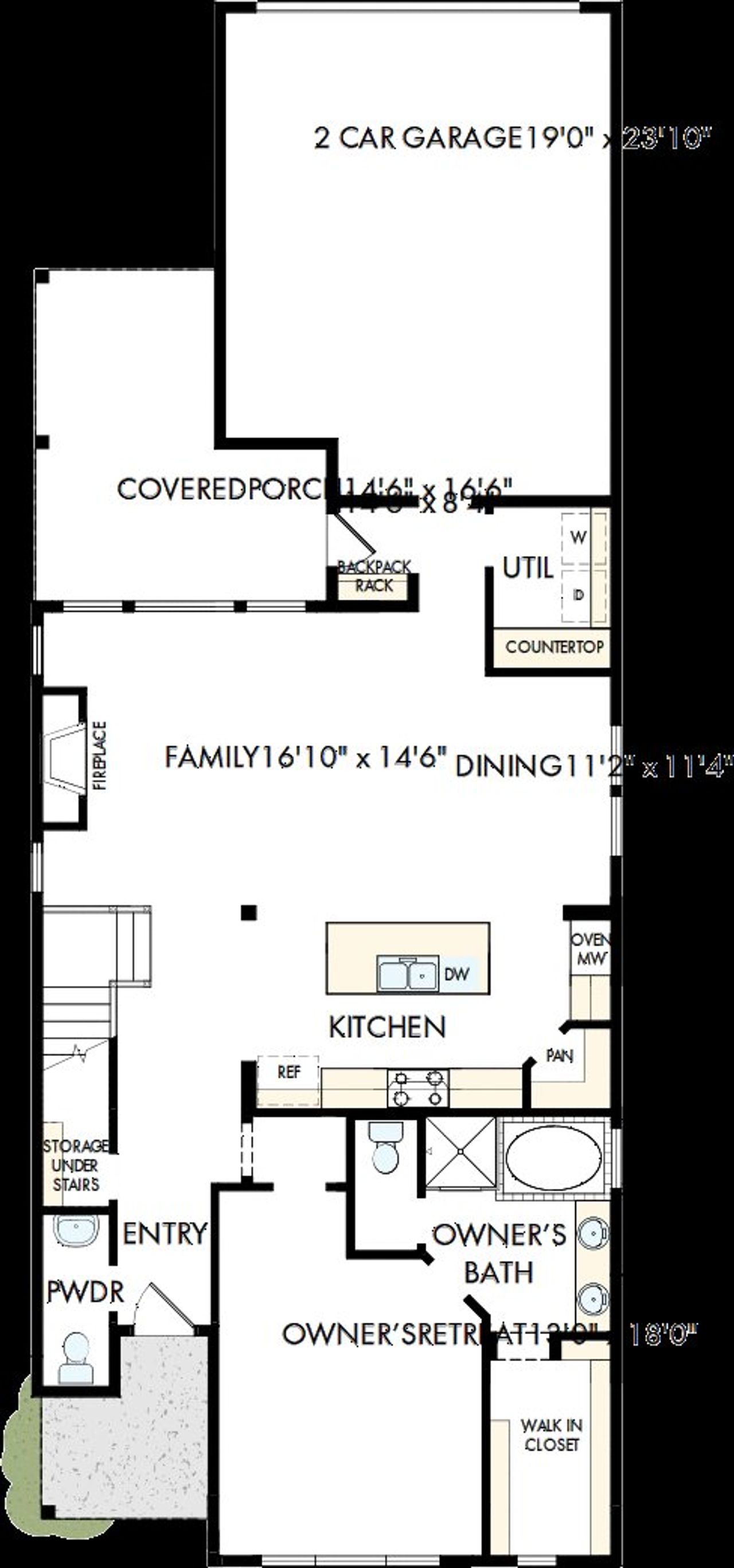 2D floor plan layout of this home in Mantua Point Gardens, Van Alstyne, TX (Image 2).