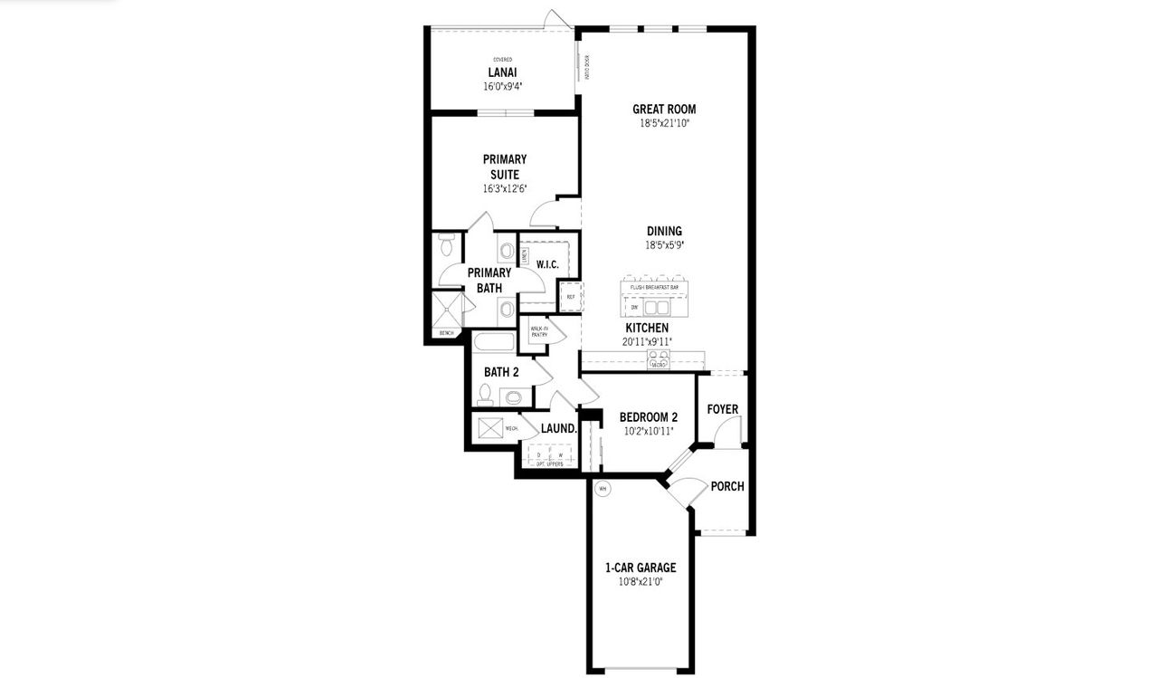 2D floor plan layout for the Harmony by Mattamy Homes in Summerlit, Naples, FL (Image 2).