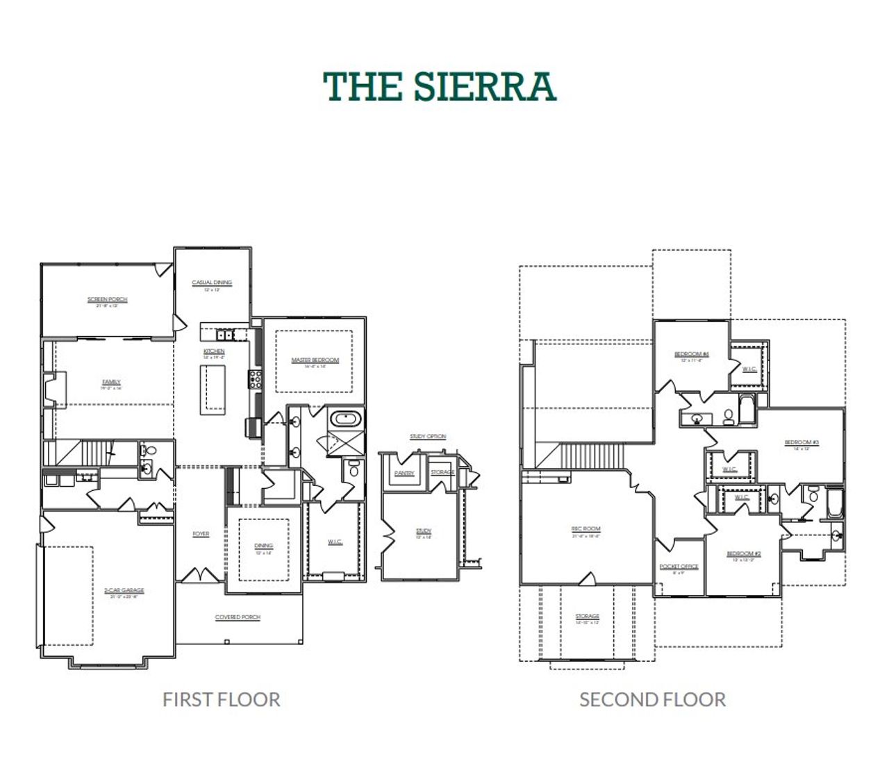 2D floor plan layout for the The Sierra by Ken Harvey Homes in Sorrell Oaks, Youngsville, NC (Image 2).