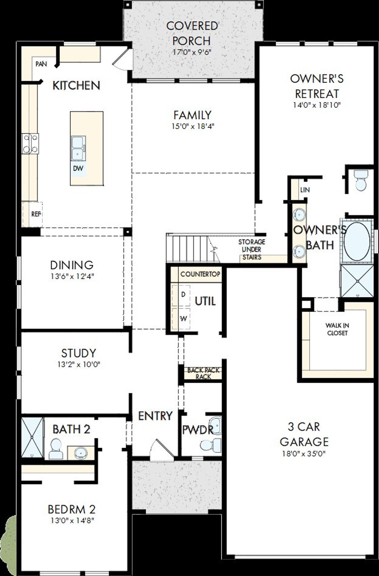 2D floor plan layout of this home in Brookewater - Ascent Collection, Rosenberg, TX (Image 2).