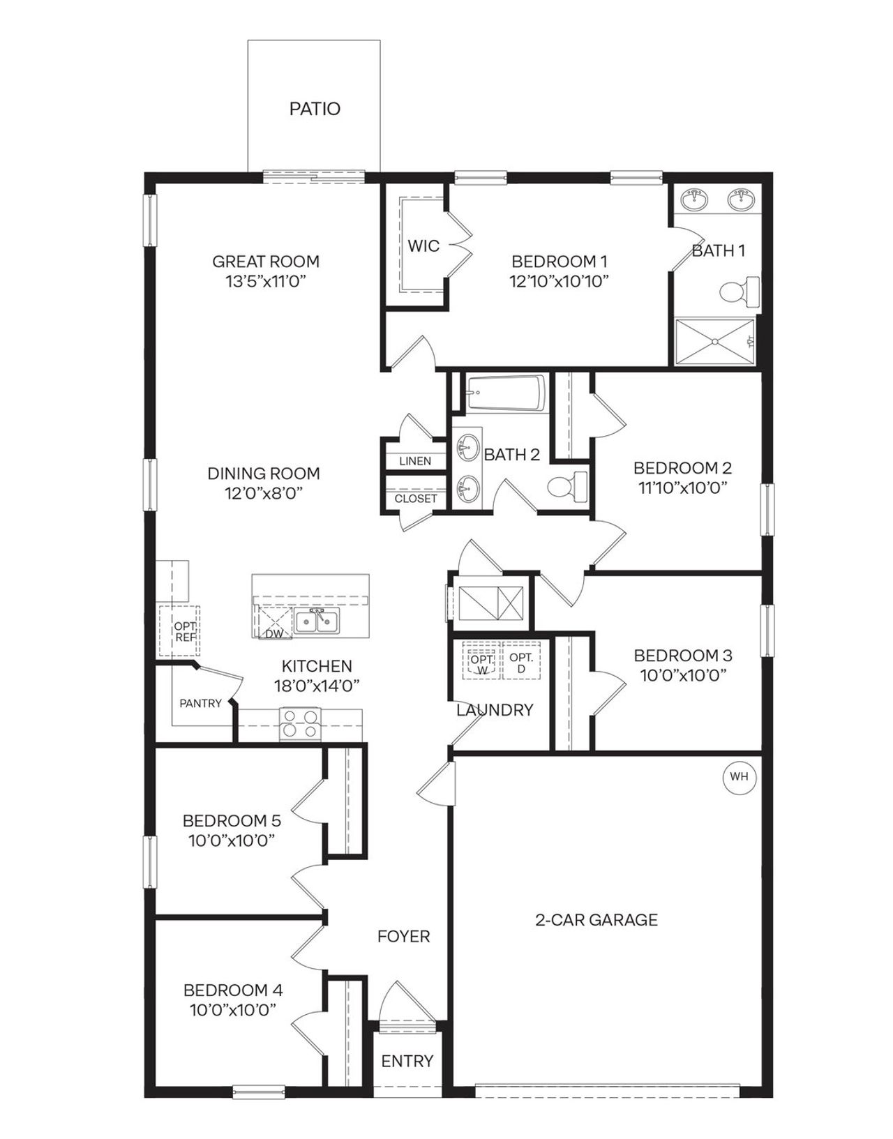 2D floor plan layout of this home in Fountain View, Ormond Beach, FL (Image 2).