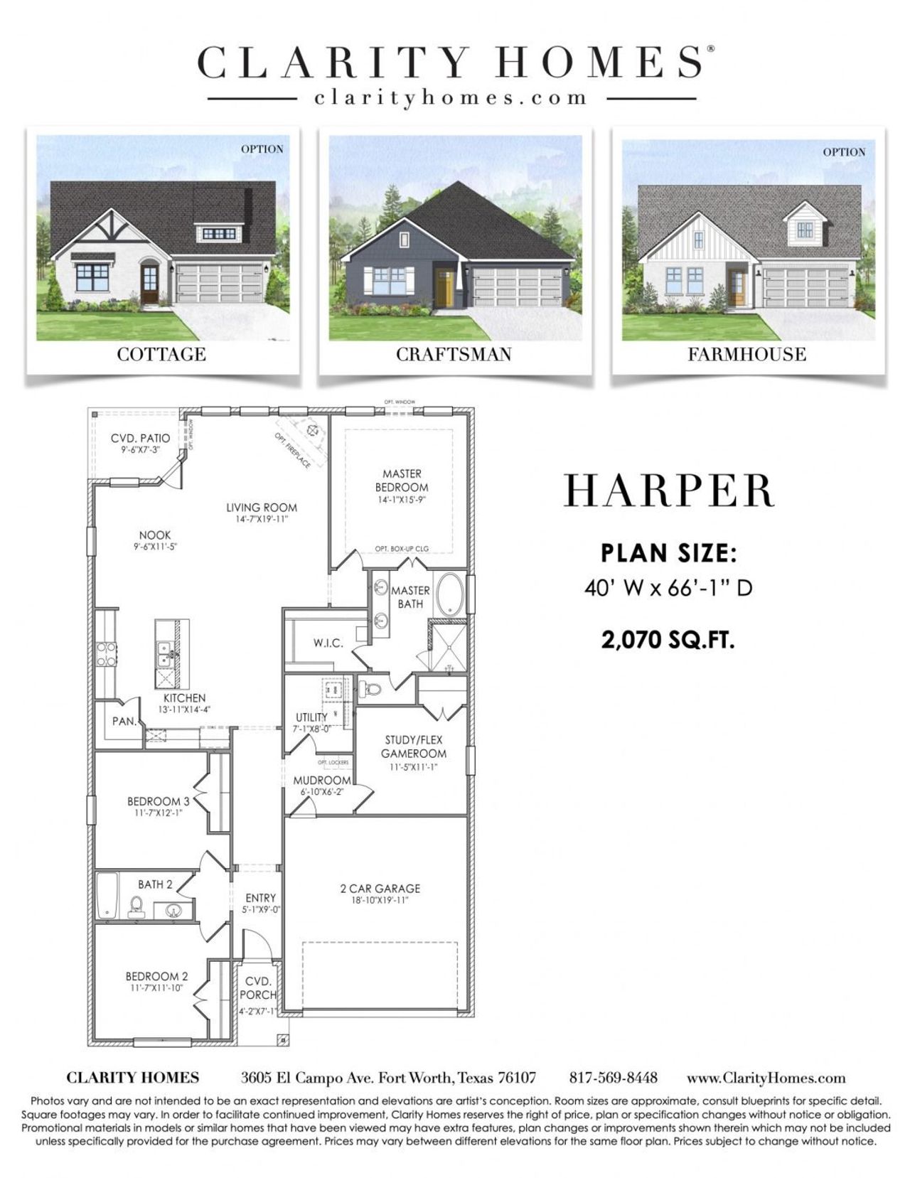2D floor plan layout for the Harper by Clarity Homes in Wildcat Ridge, Godley, TX (Image 2). 2D floor plan layout for the Harper by Clarity Homes in Wildcat Ridge, Godley, TX (Image 2).