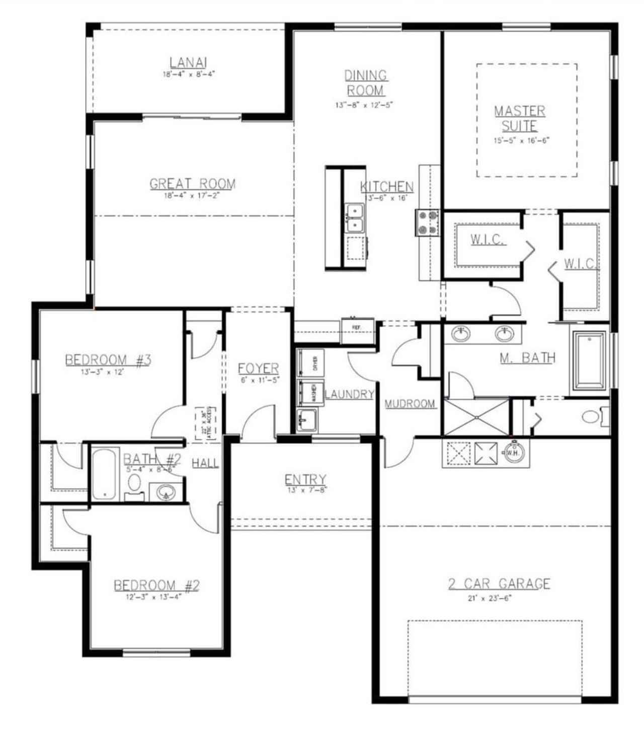 2D floor plan layout for the Republic by Triple Crown Homes in Silver Meadows, Silver Springs, FL (Image 2).
