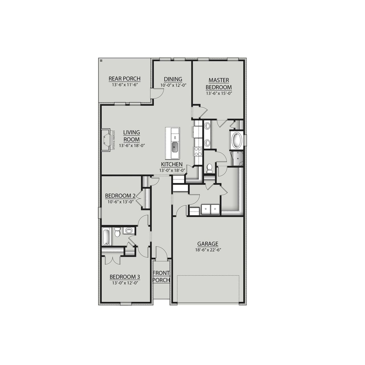 2D floor plan layout for the Trillium IV J by DSLD Homes in Twin Lakes, Portland, TN (Image 2).