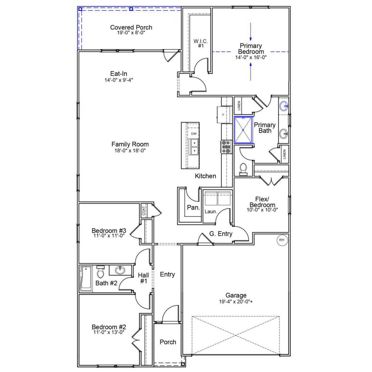 2D floor plan layout of this home in Jordan Grove, Conway, SC (Image 2).