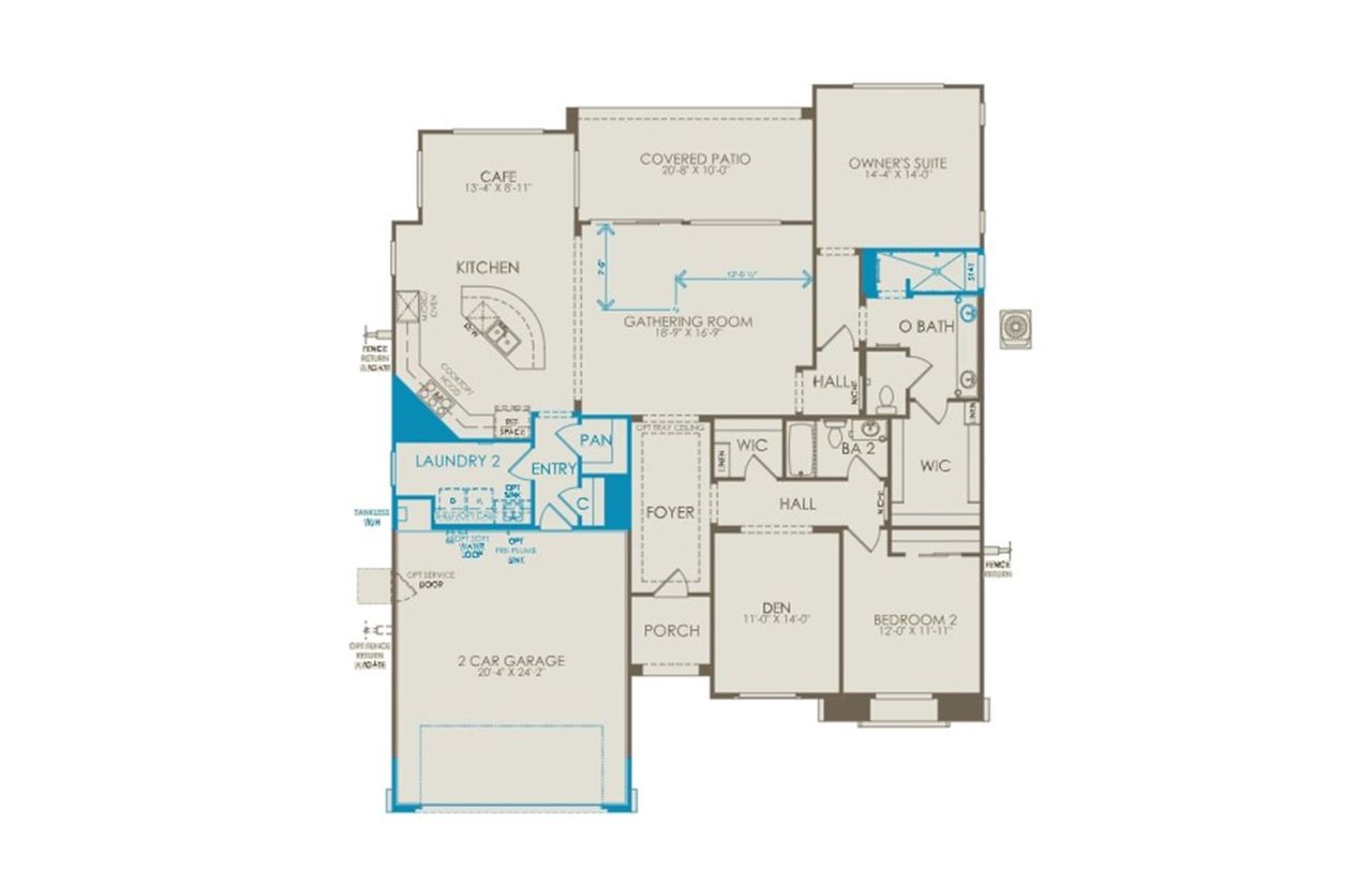 2D floor plan layout of this home in Del Webb at Rocking K, Tucson, AZ (Image 2). 2D floor plan layout of this home in Del Webb at Rocking K, Tucson, AZ (Image 2).