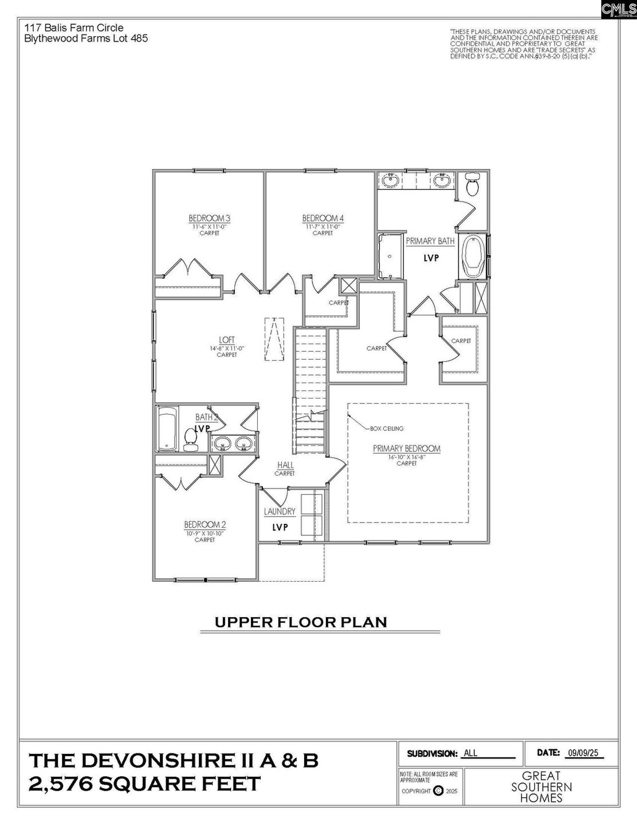 2D floor plan layout of this home in Blythewood Farms, Blythewood, SC (Image 2).
