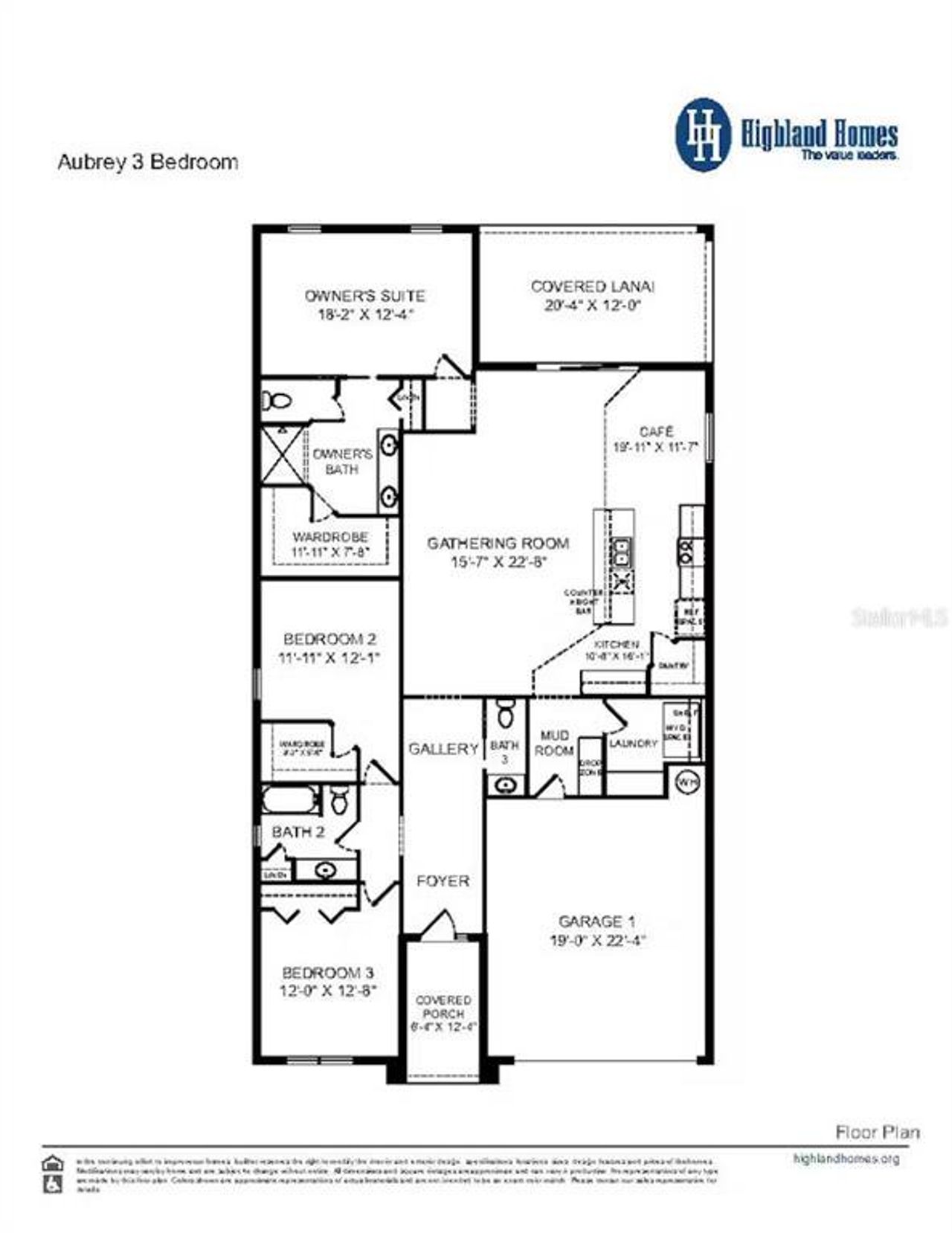 2D floor plan layout of this home in Aviary at Rutland Ranch, Parrish, FL (Image 2).