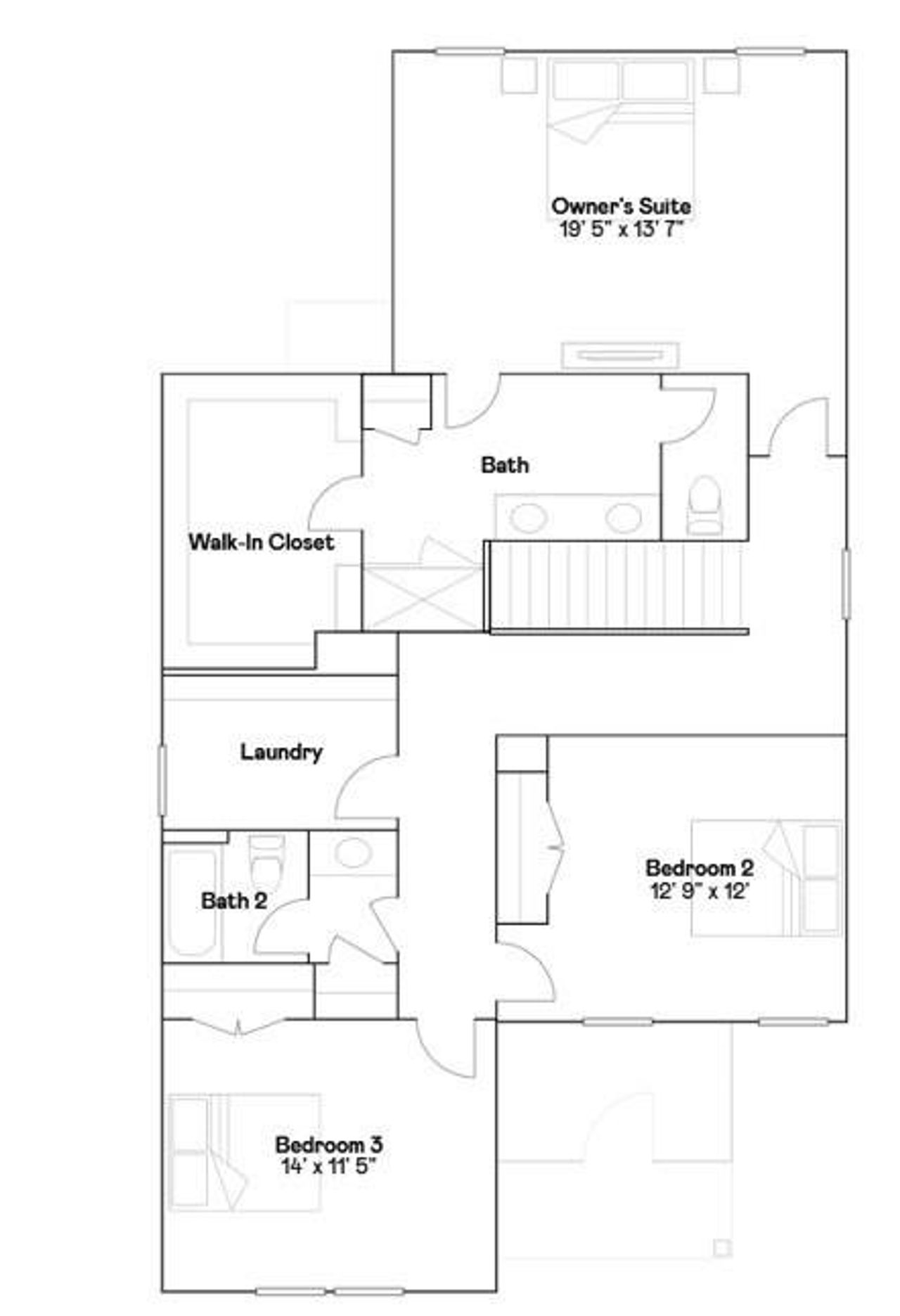 2D floor plan layout of this home in Lexington Meadows, Athens, GA (Image 2).