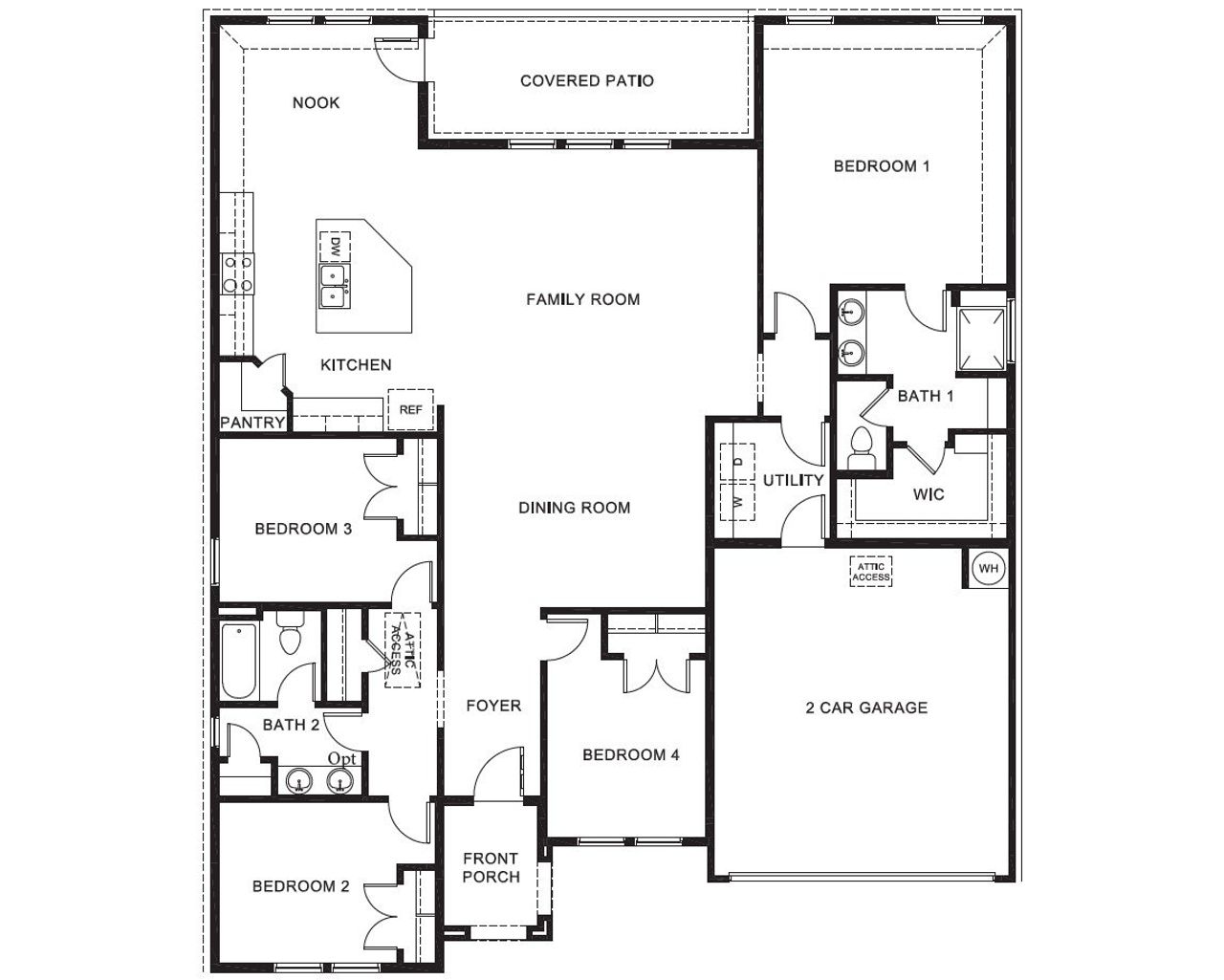 2D floor plan layout of this home in Sandstone Estates, Granbury, TX (Image 2).