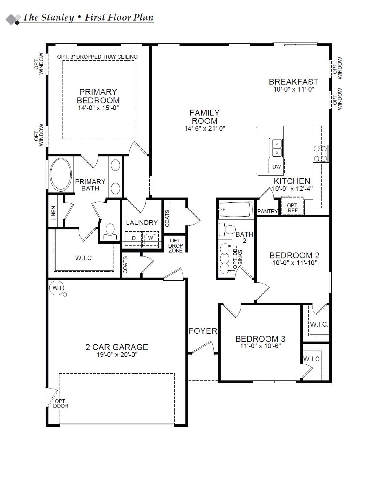 2D floor plan layout of this home in Parker's Preserve, Ridgeville, SC (Image 2).