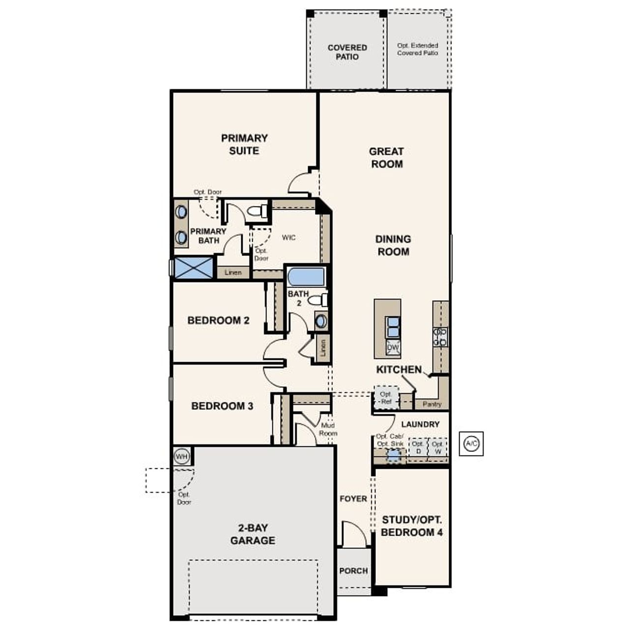 2D floor plan layout of this home in The Vistas Collection at North Copper Canyon, Surprise, AZ (Image 2).