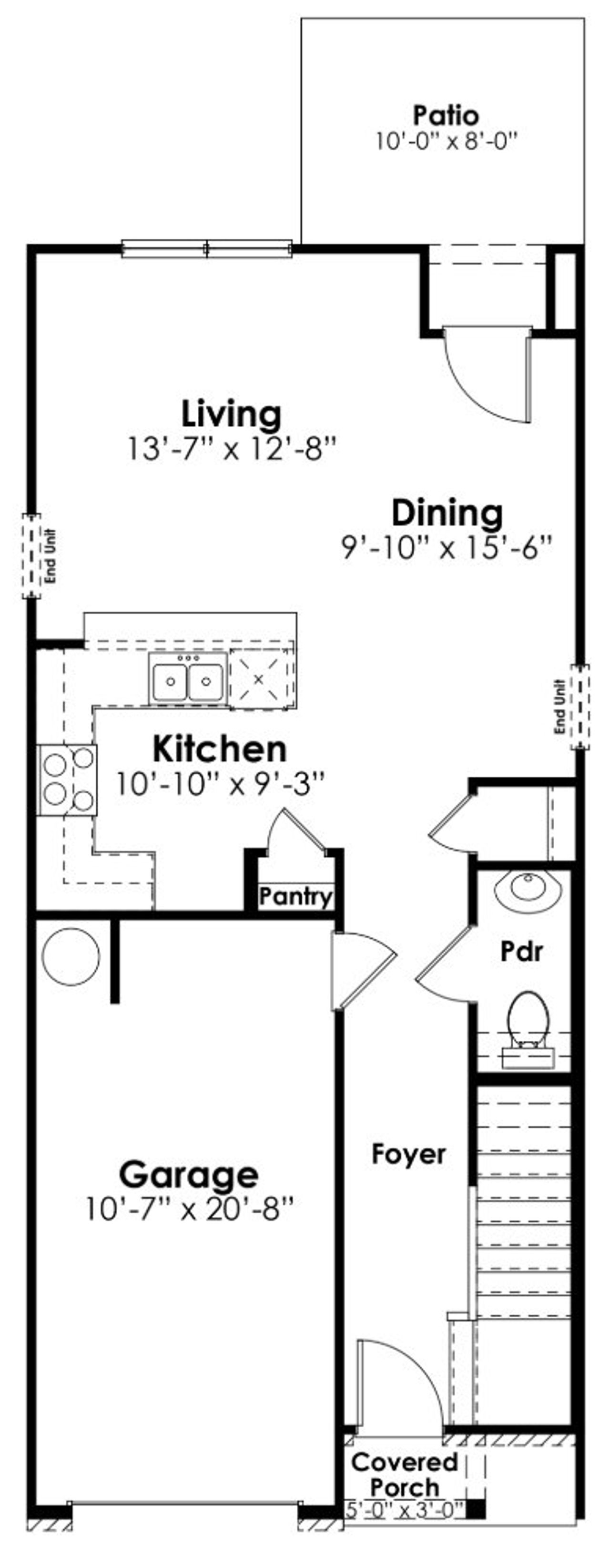 2D floor plan layout of this home in Hunter's Branch Townhomes, Hopkins, SC (Image 2).