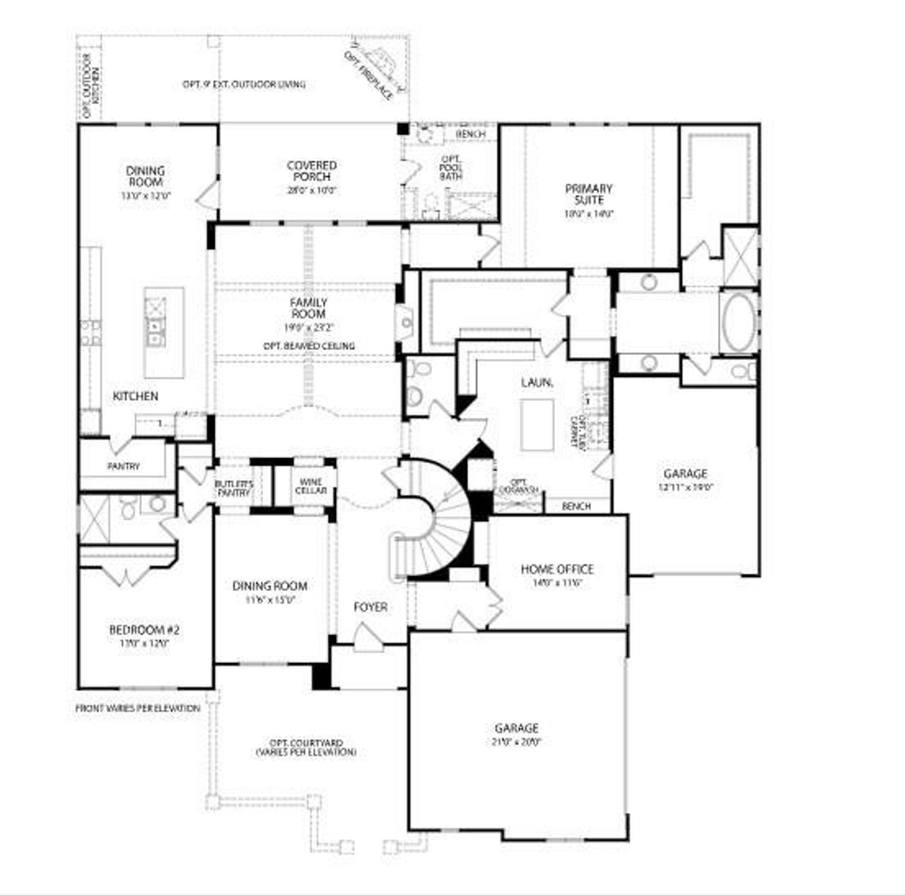 2D floor plan layout of this home in Hilltop Ranch, Leander, TX (Image 2).
