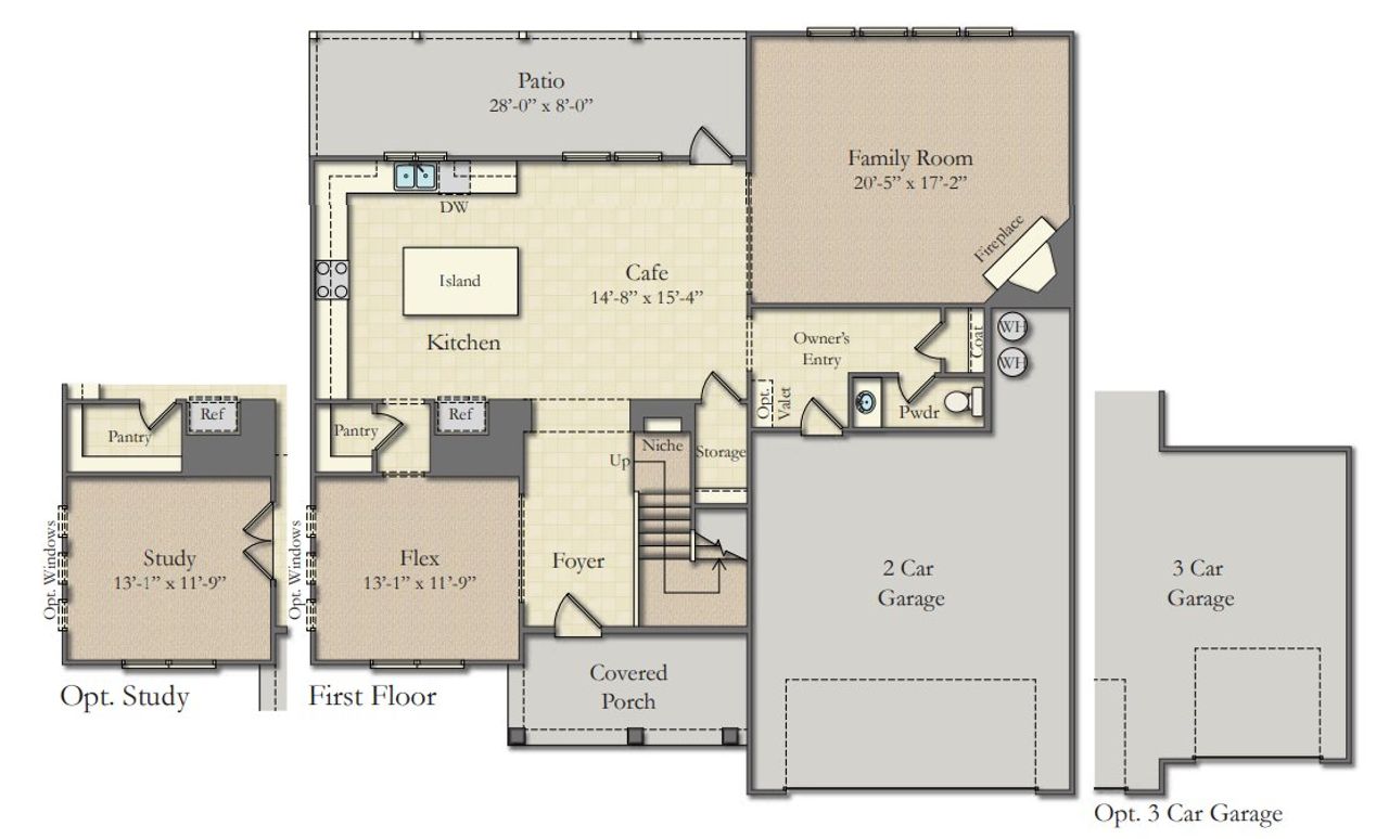2D floor plan layout for the Monroe by Ashland Homes in Oak Road, Snellville, GA (Image 2). 2D floor plan layout for the Monroe by Ashland Homes in Oak Road, Snellville, GA (Image 2).