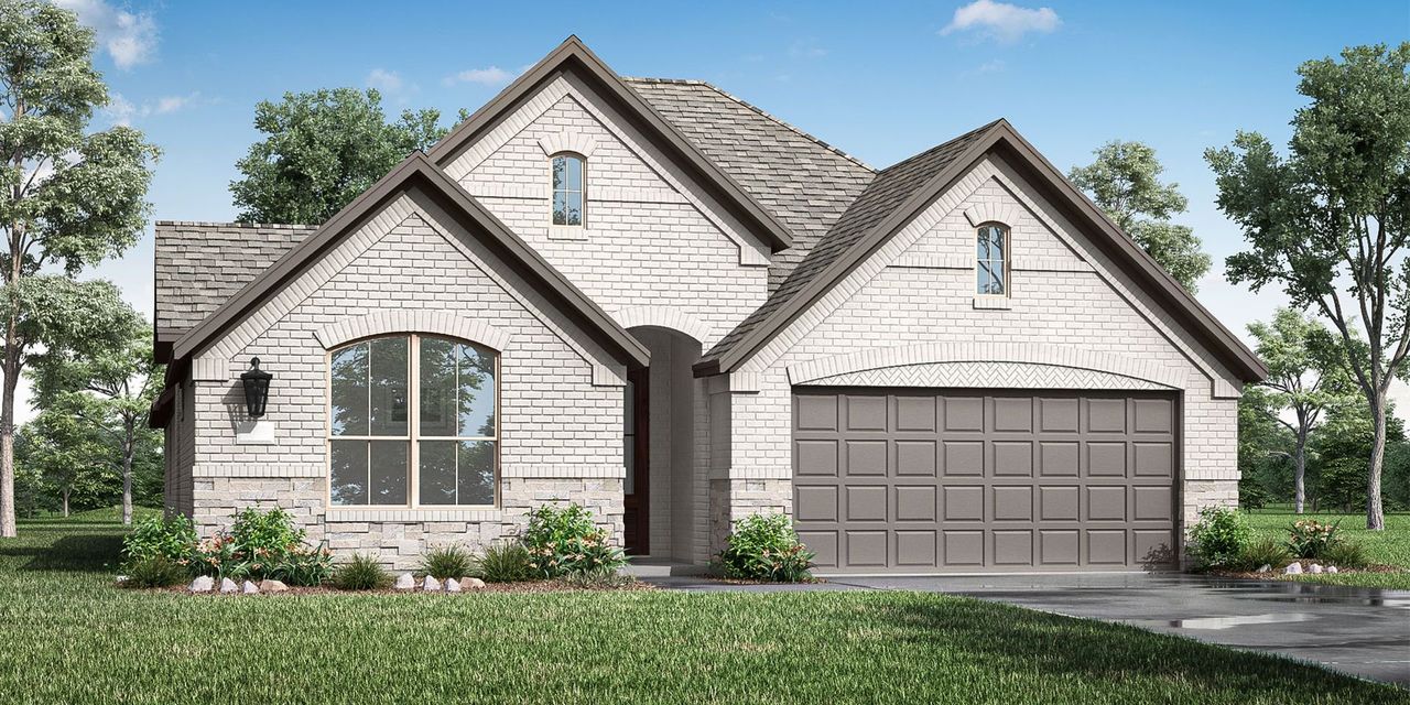 Representative exterior photo of a completed home built from the 4102 by Risland Homes in Spiritas Ranch, Little Elm, TX (Image 2).