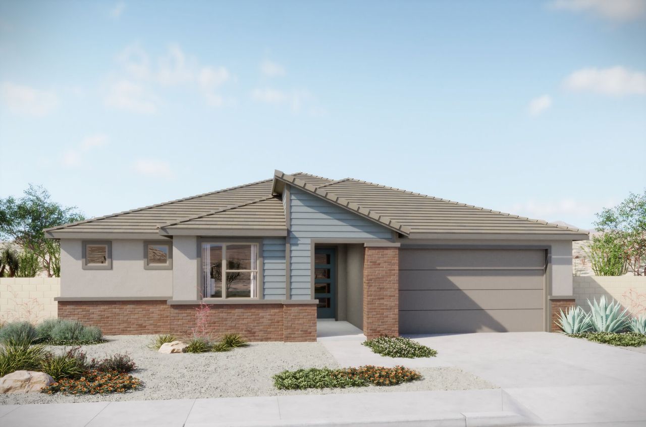 Representative exterior photo of a completed home built from the Burgundy by Mattamy Homes in Tavira at Twin Peaks, Marana, AZ (Image 2).