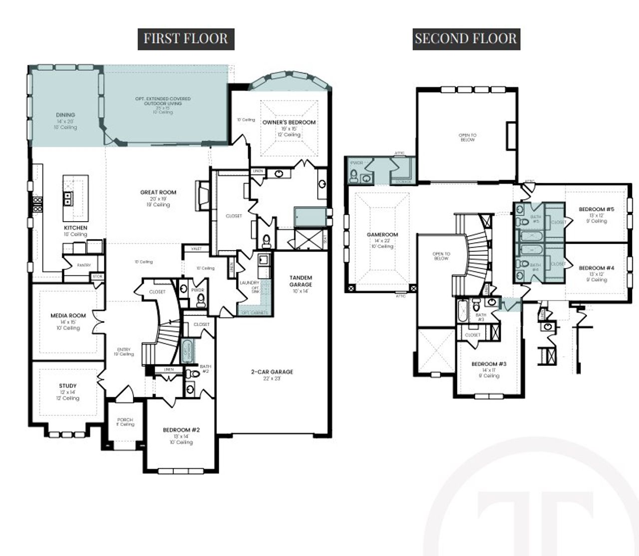 2D floor plan layout of this home in StarView – 74′, Prosper, TX (Image 2). 2D floor plan layout of this home in StarView – 74′, Prosper, TX (Image 2).