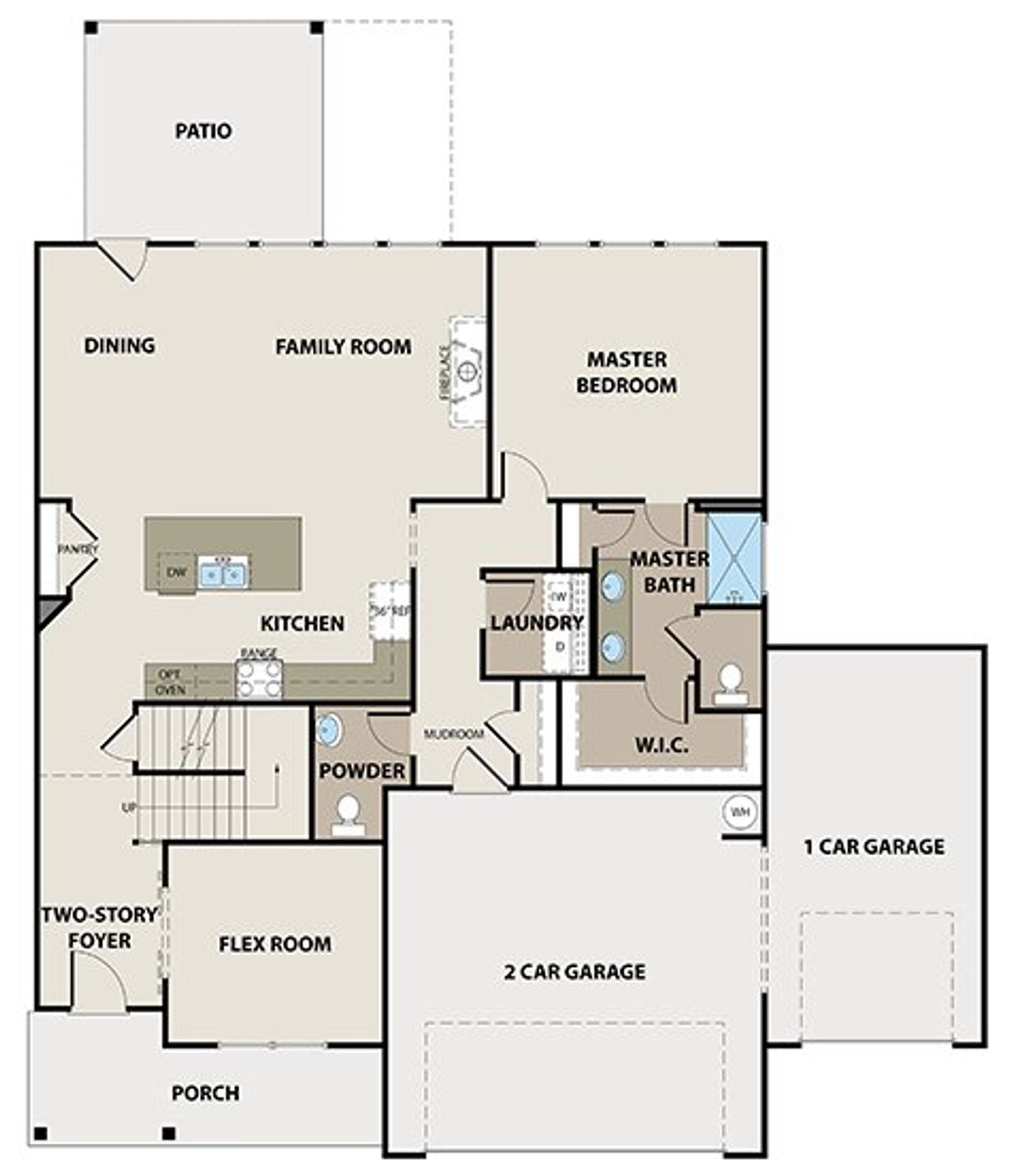 2D floor plan layout for the Peachwood 3-Car by Peachtree Building Group in Patillo Manor, Stockbridge, GA (Image 2). 2D floor plan layout for the Peachwood 3-Car by Peachtree Building Group in Patillo Manor, Stockbridge, GA (Image 2).